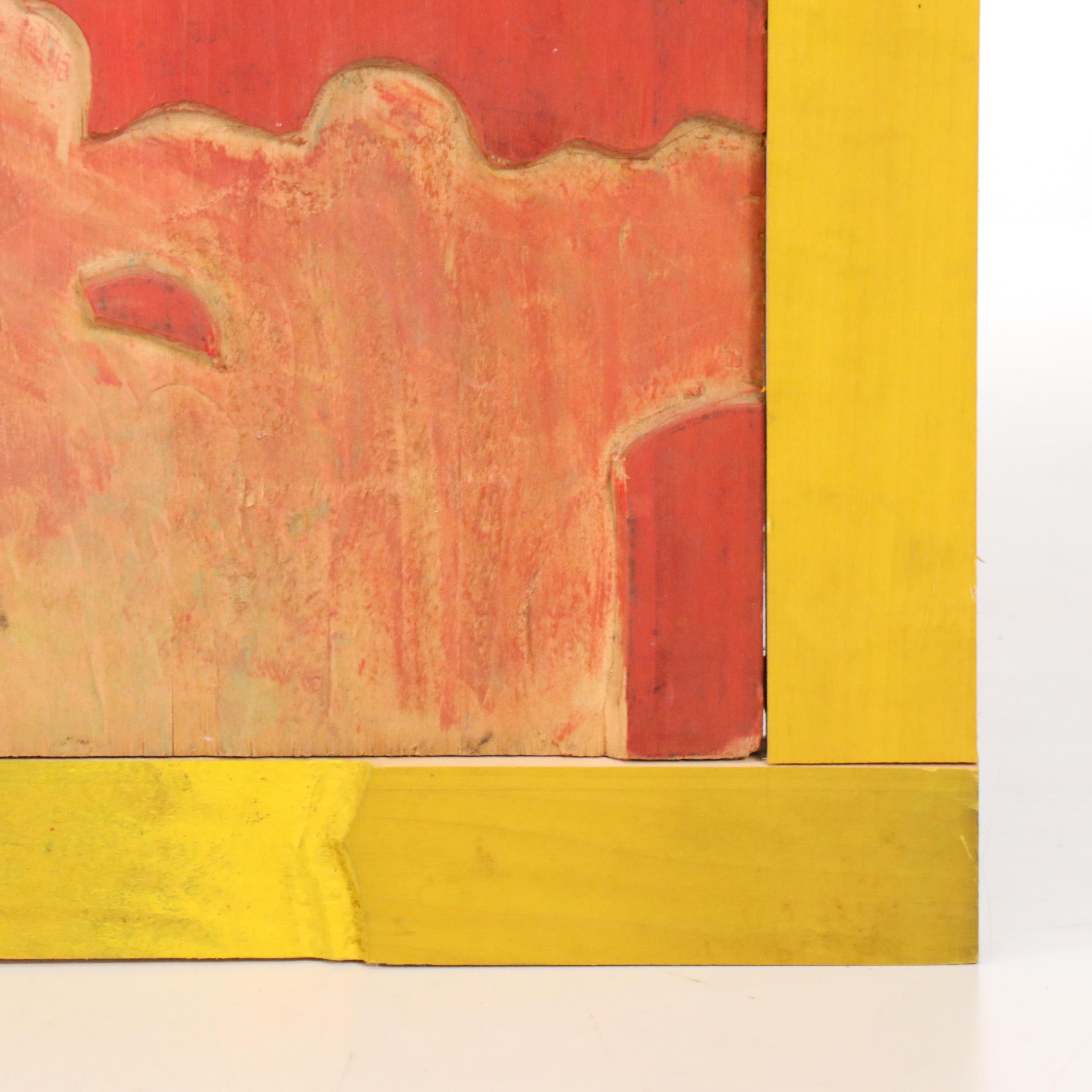 Landscape Carved Wood Print Plate, Mid-20th Century