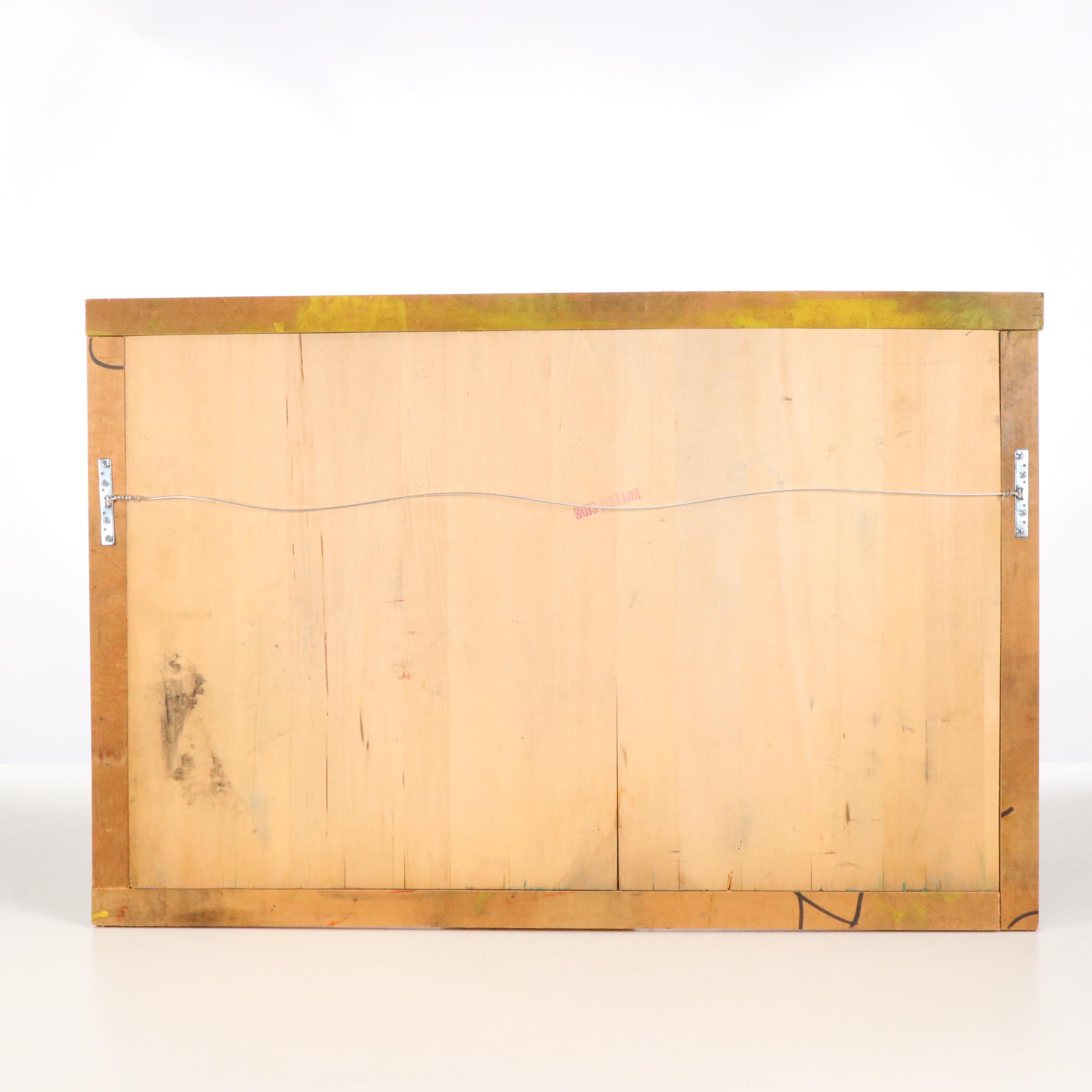 Landscape Carved Wood Print Plate, Mid-20th Century