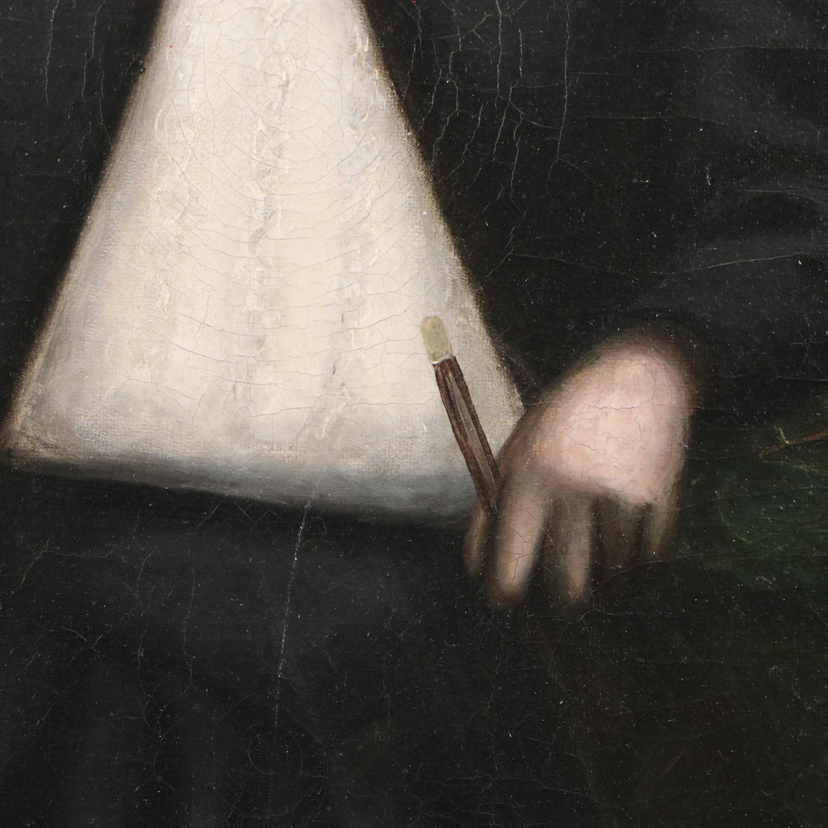 American School Folk Art Portrait of Young Boy, Early 20th Century