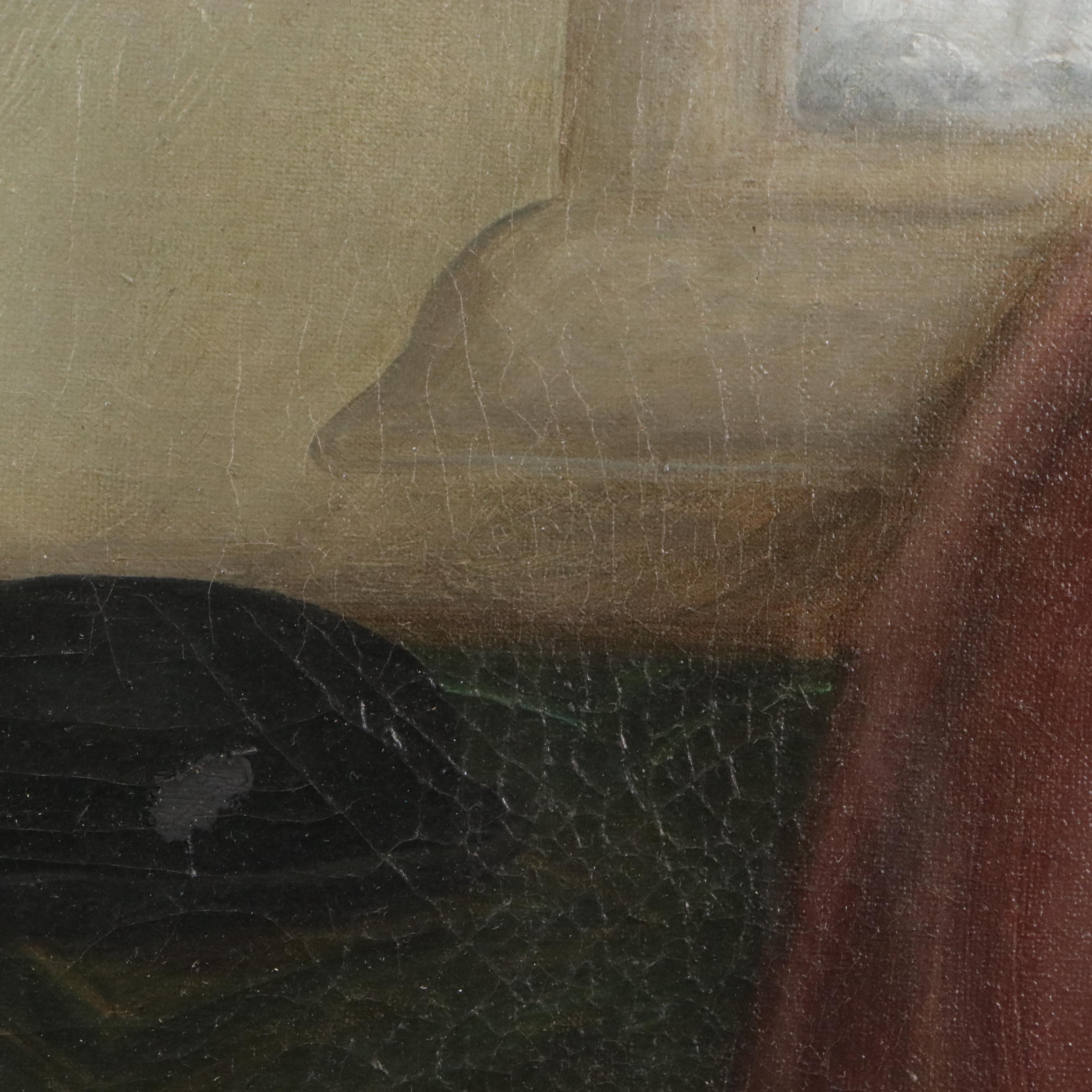 American School Folk Art Portrait of Young Boy, Early 20th Century