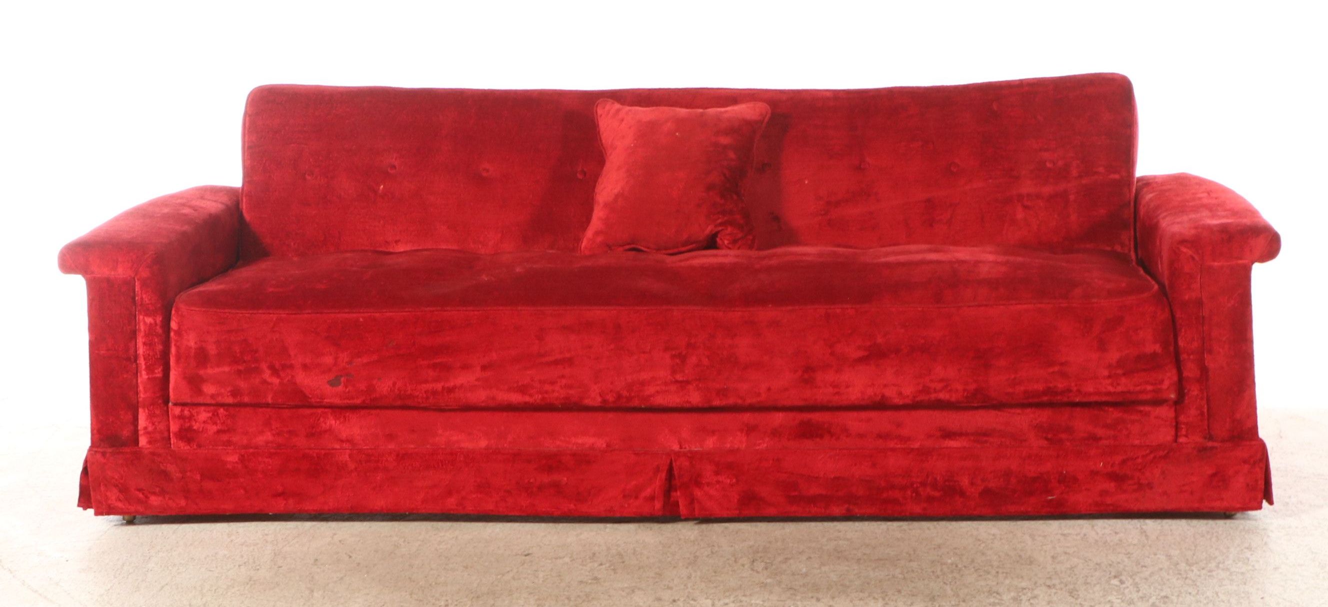 Mid-Century Red Sleeper Sofa