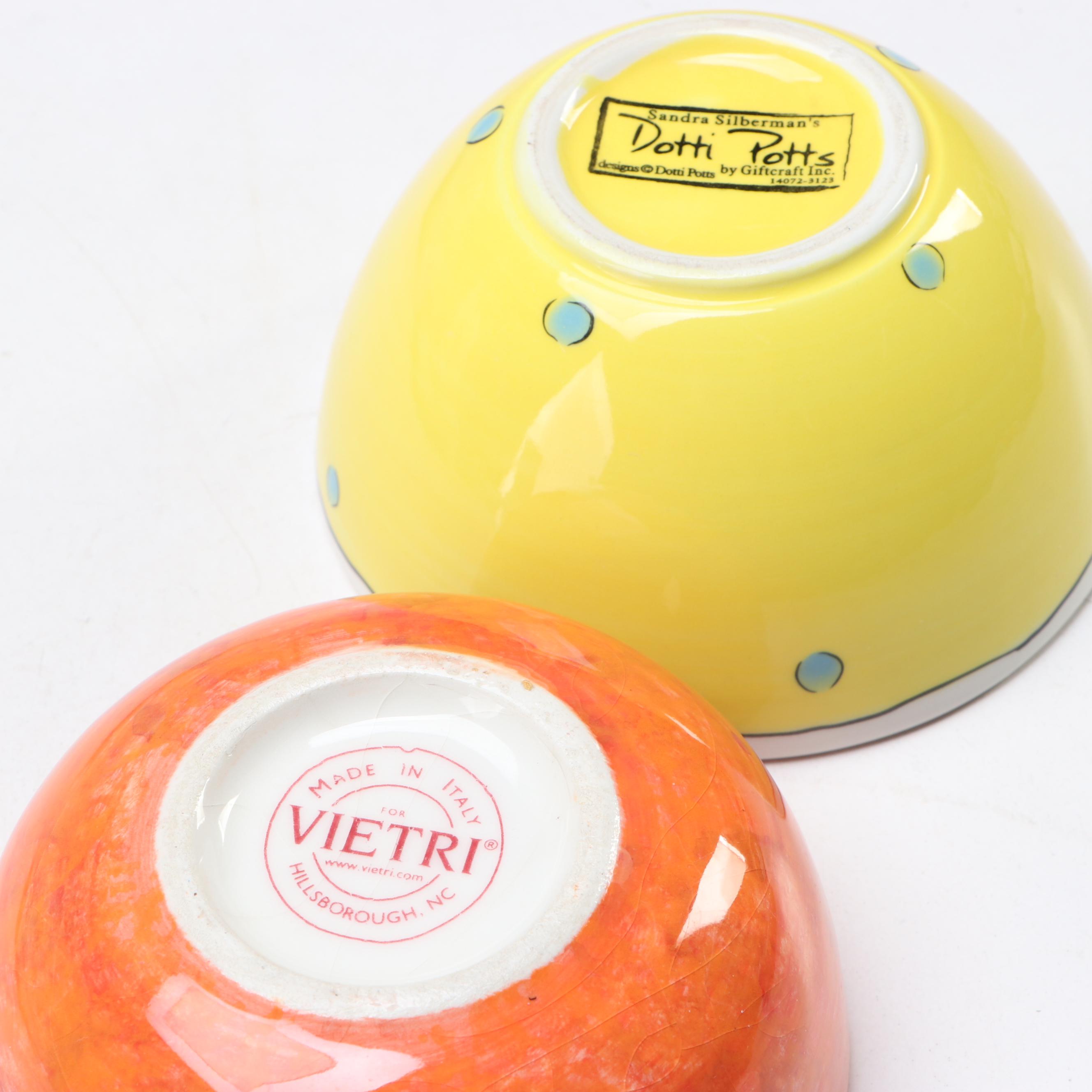 Sandra Silberman's "Dotti Potts" Bowls with Italian and Other Ceramic Serveware