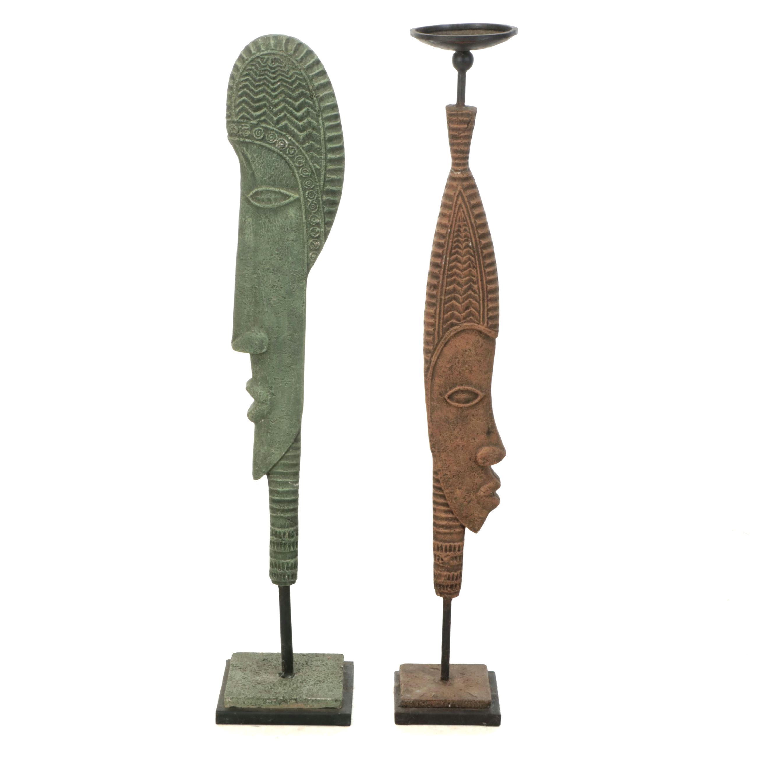 African Inspired Candle Holder with Other Figural Sculpture