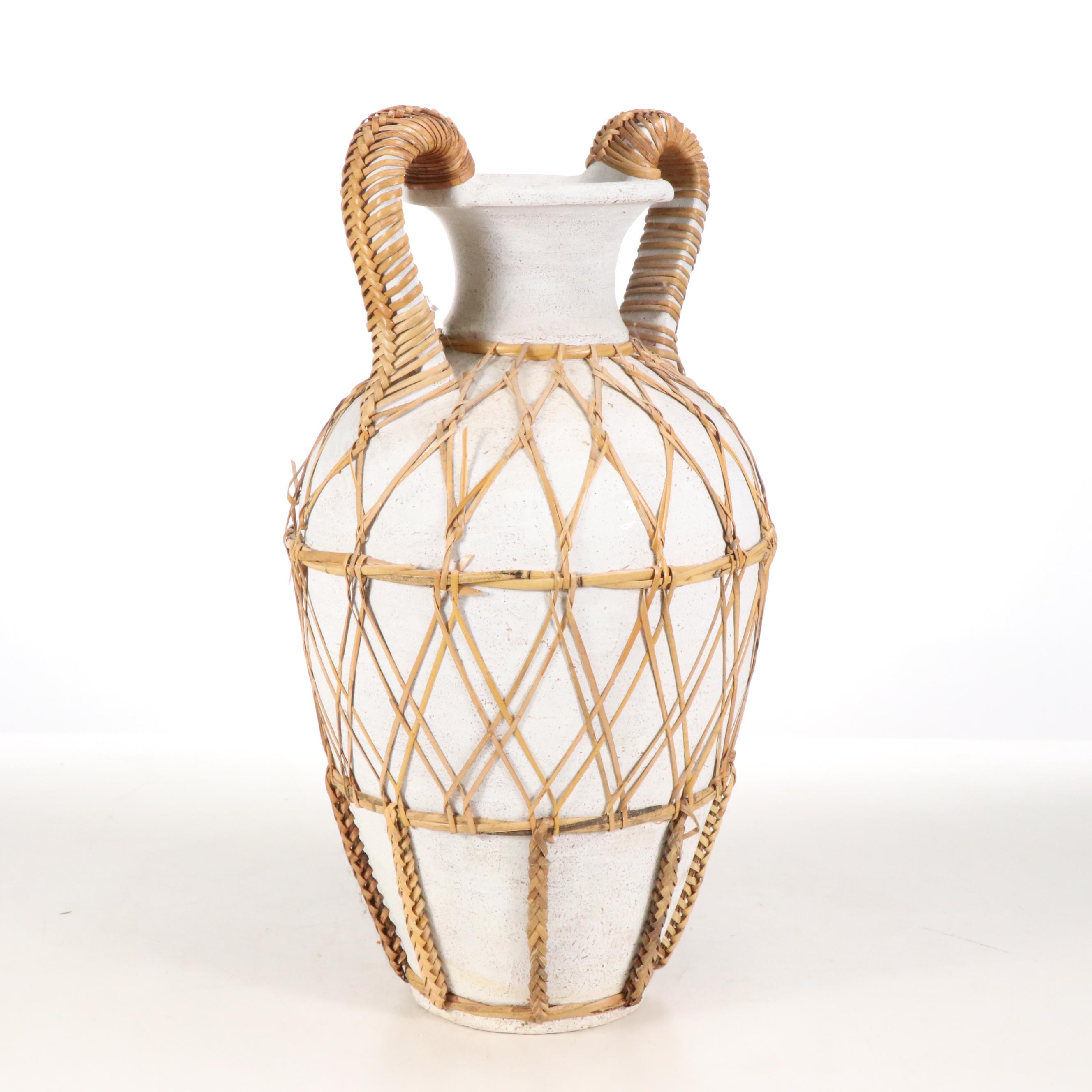 Woven Overlay Terracotta Amphora Vase