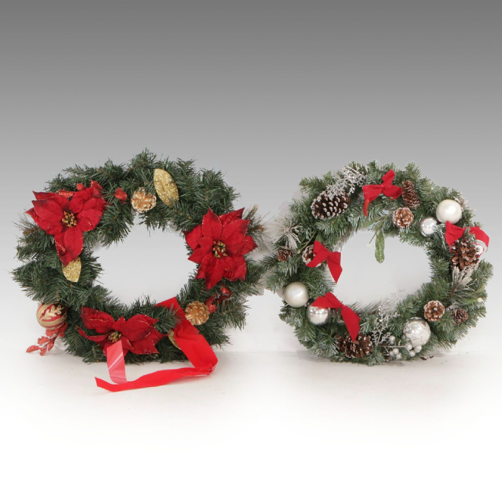 Silver & Gold Accented Christmas Wreaths