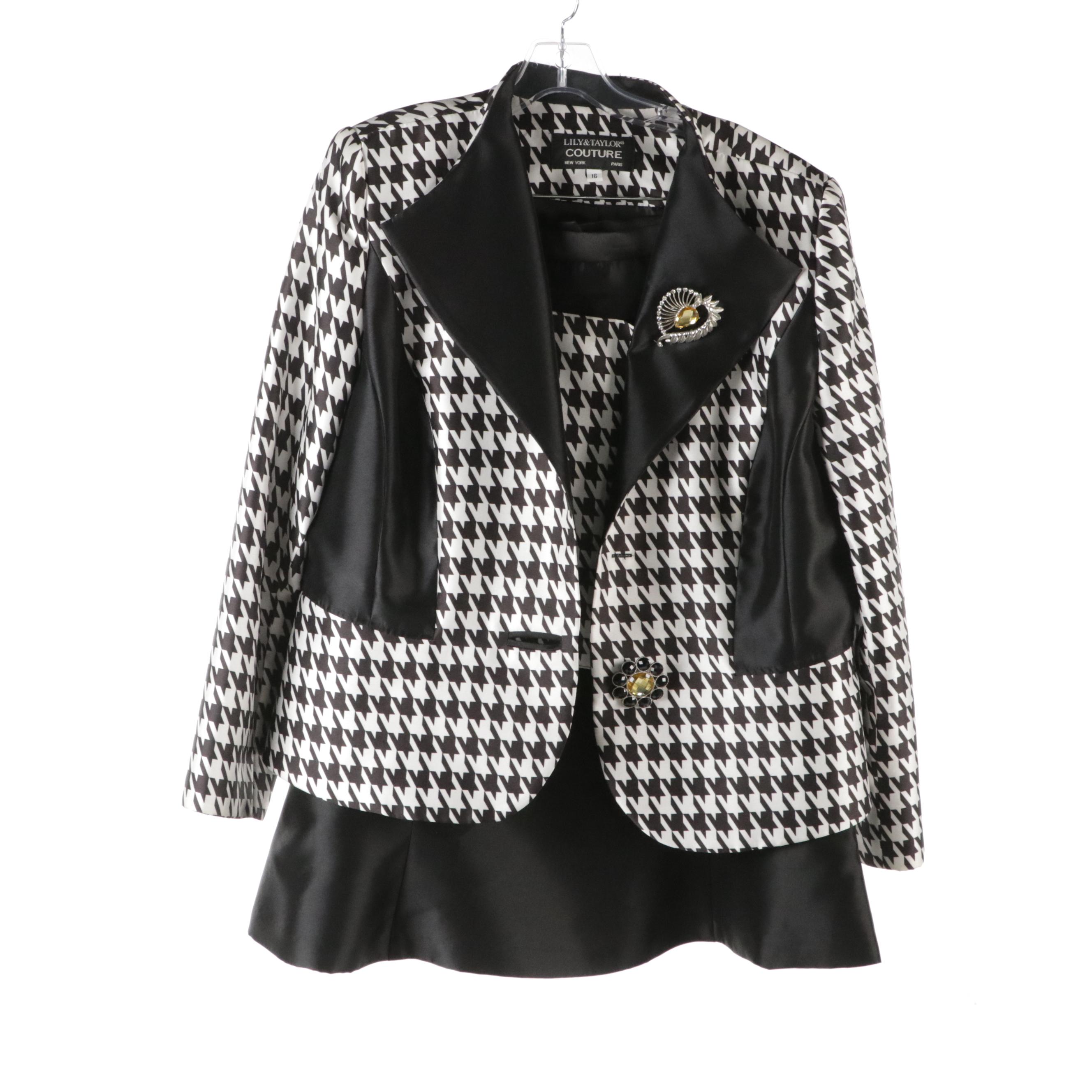 Ashro Red & Black Lace Dress Set, Lily & Taylor Houndstooth Skirt Suit, More