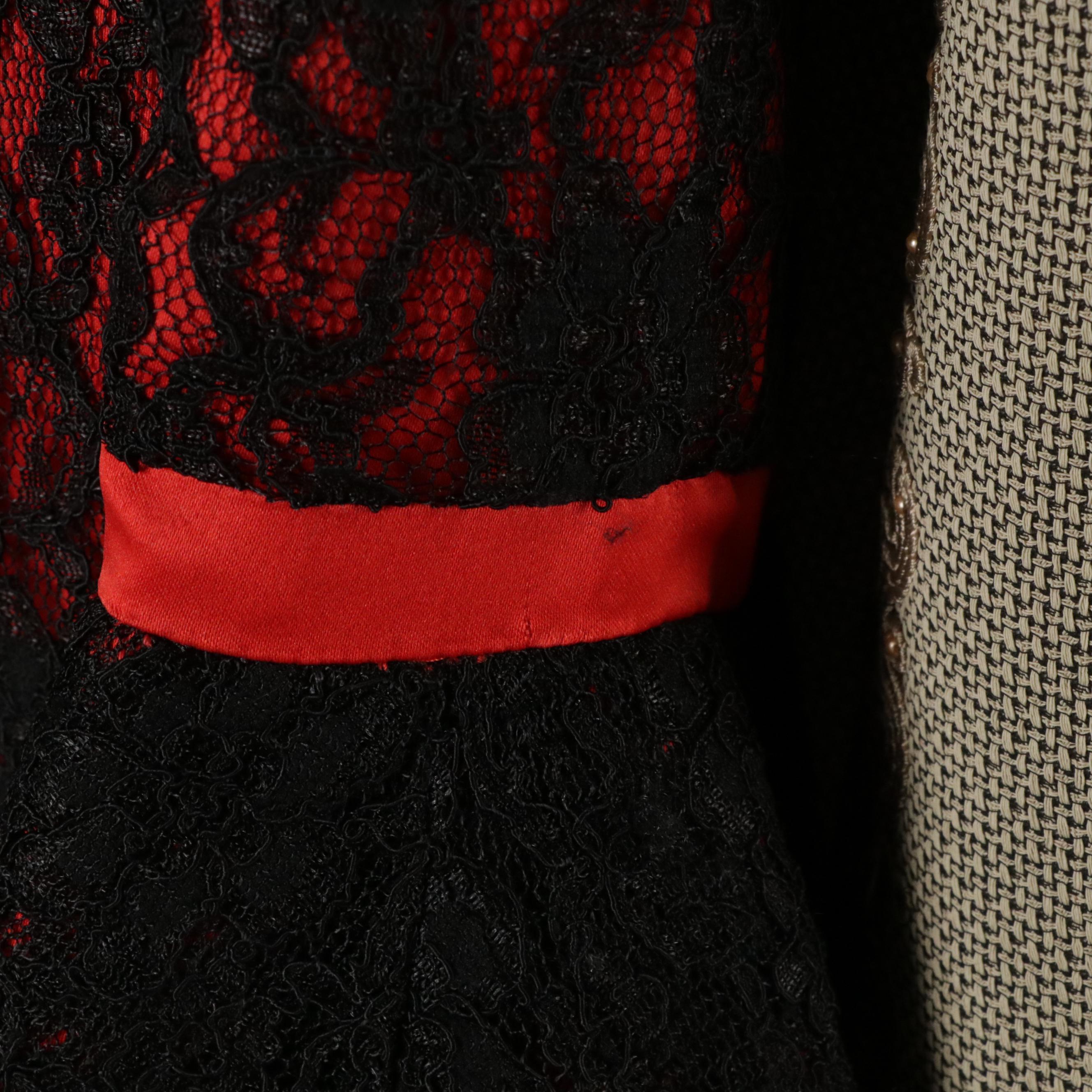 Ashro Red & Black Lace Dress Set, Lily & Taylor Houndstooth Skirt Suit, More