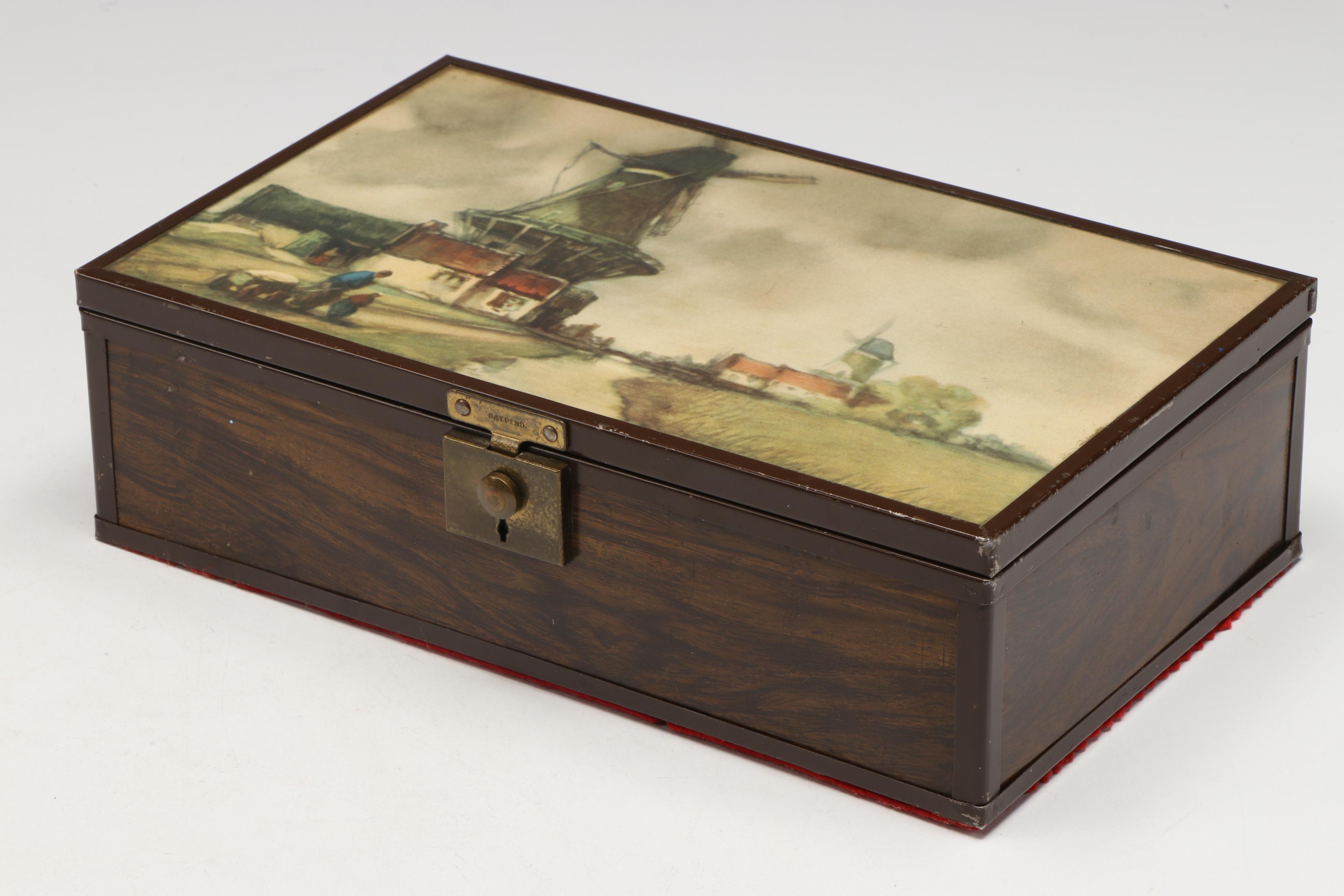 Vintage Dutch Style Wood and Tin Decorative Boxes