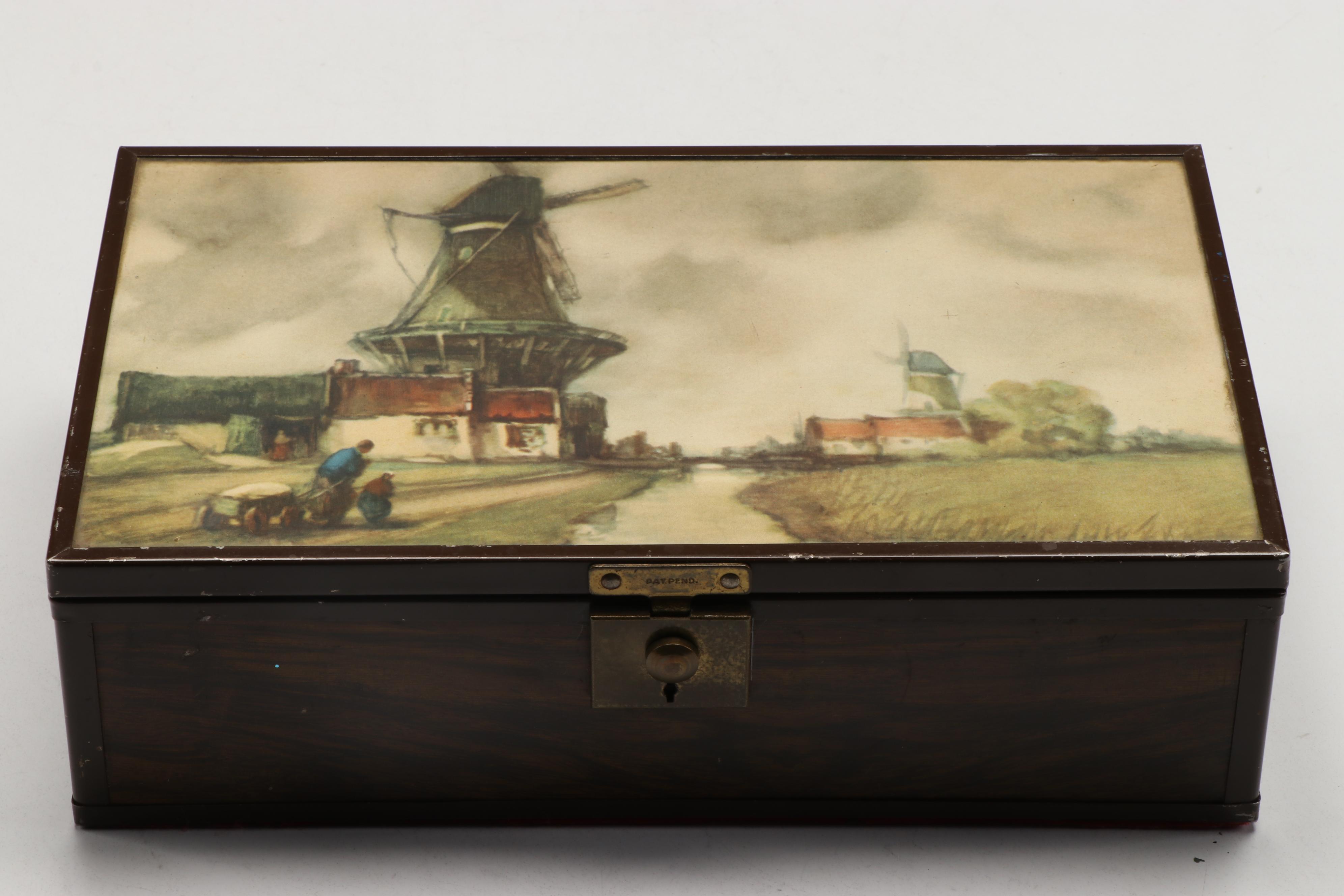 Vintage Dutch Style Wood and Tin Decorative Boxes