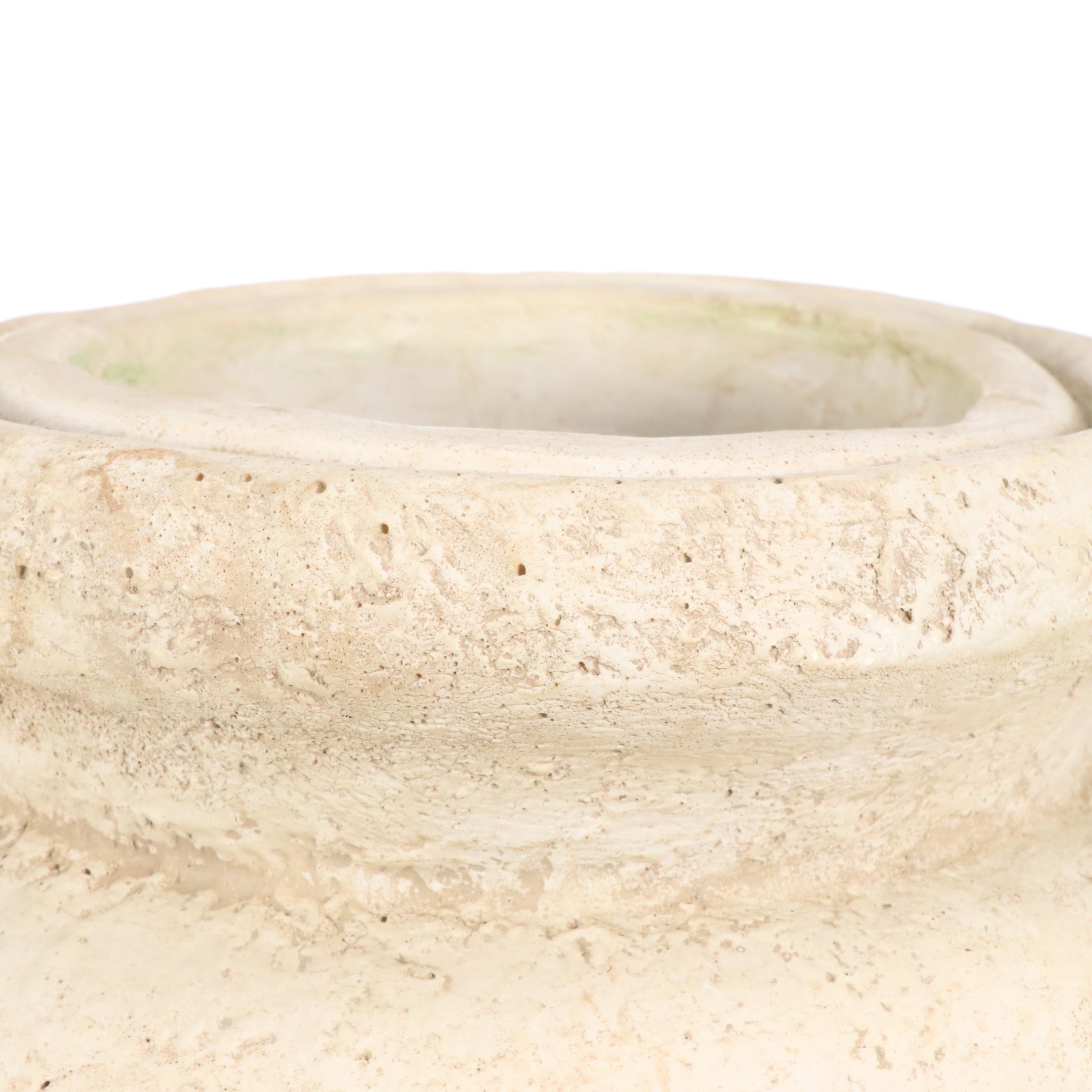 Off-White Geometric Carved Urn Vase