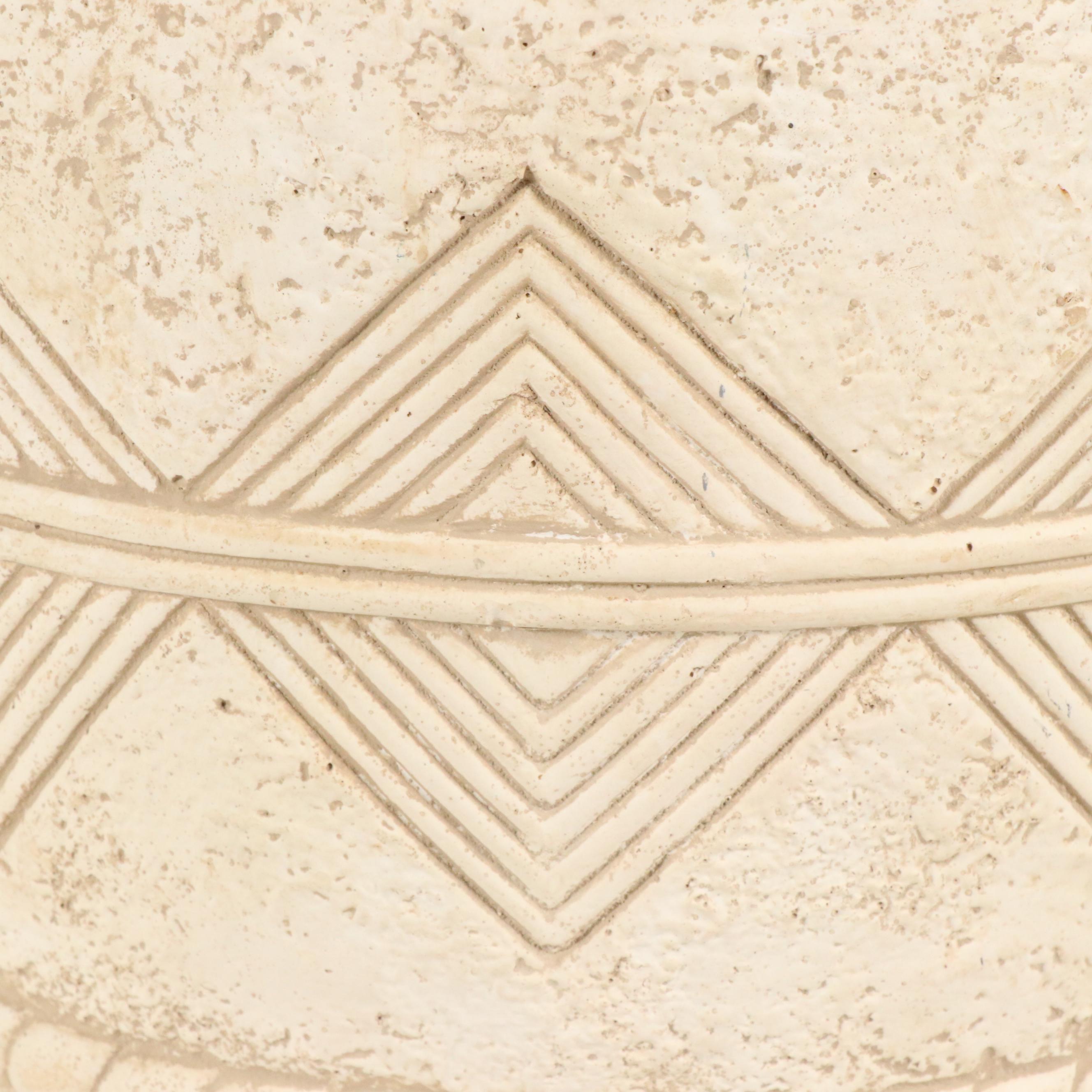 Off-White Geometric Carved Urn Vase