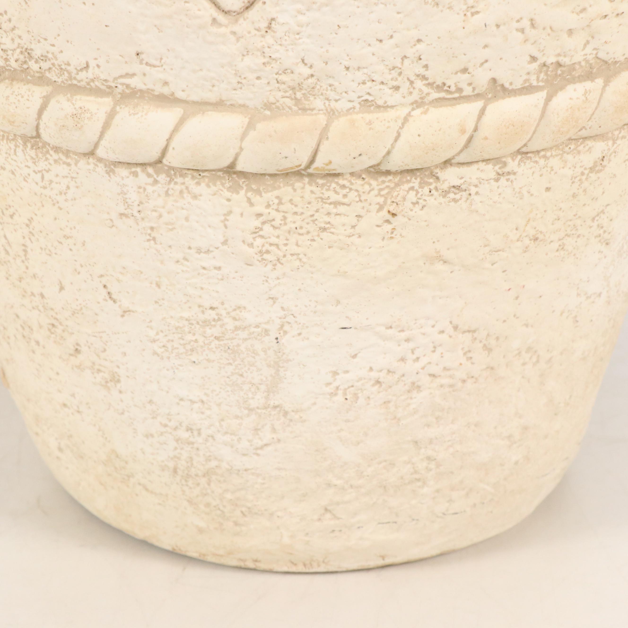 Off-White Geometric Carved Urn Vase