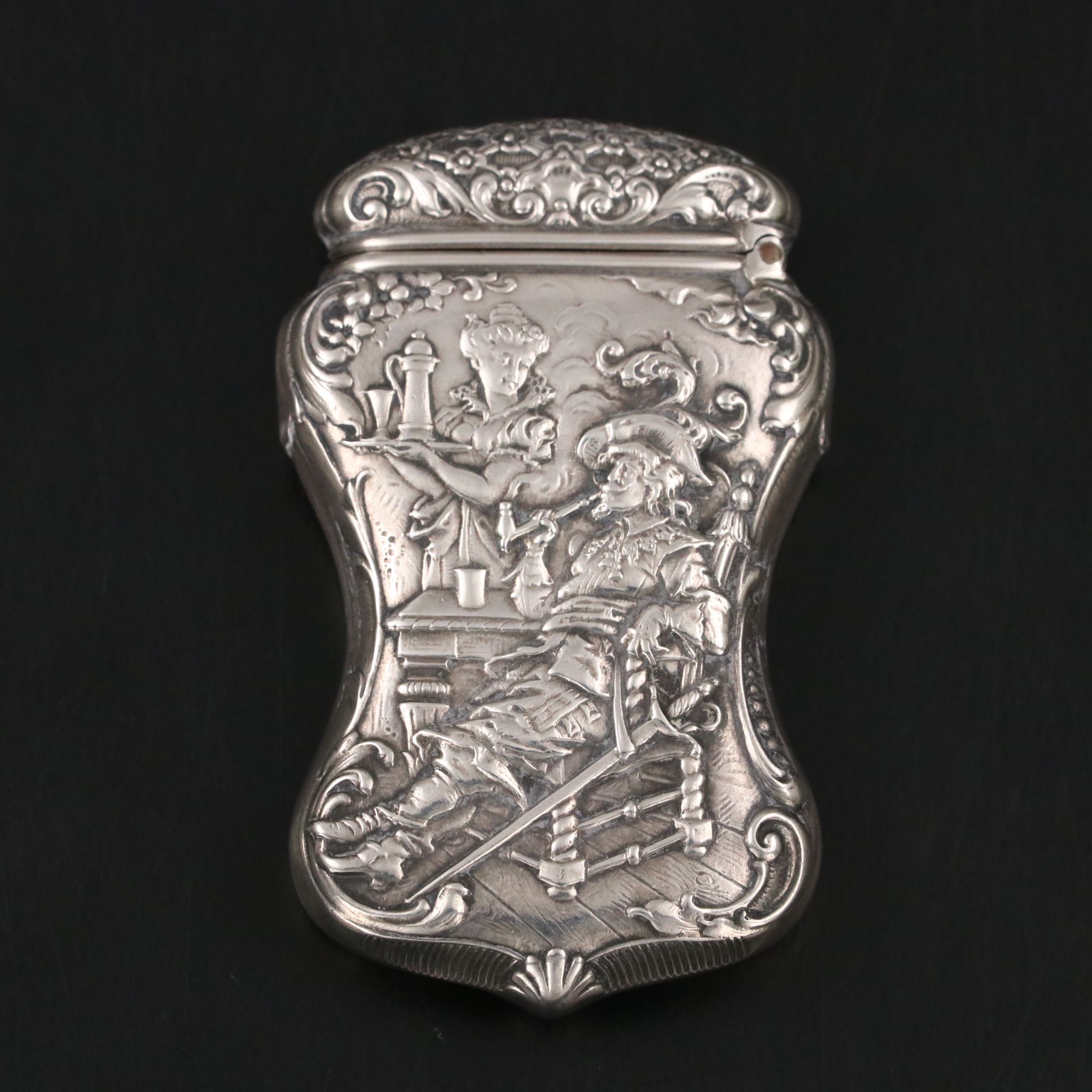 R. Wallace Sterling Silver Tavern Scene Vesta, Late 19th/Early 20th Century