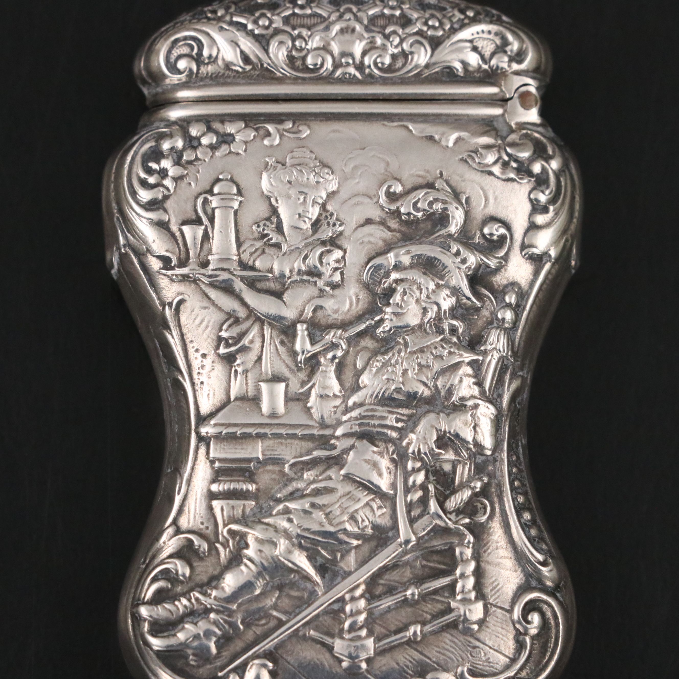 R. Wallace Sterling Silver Tavern Scene Vesta, Late 19th/Early 20th Century