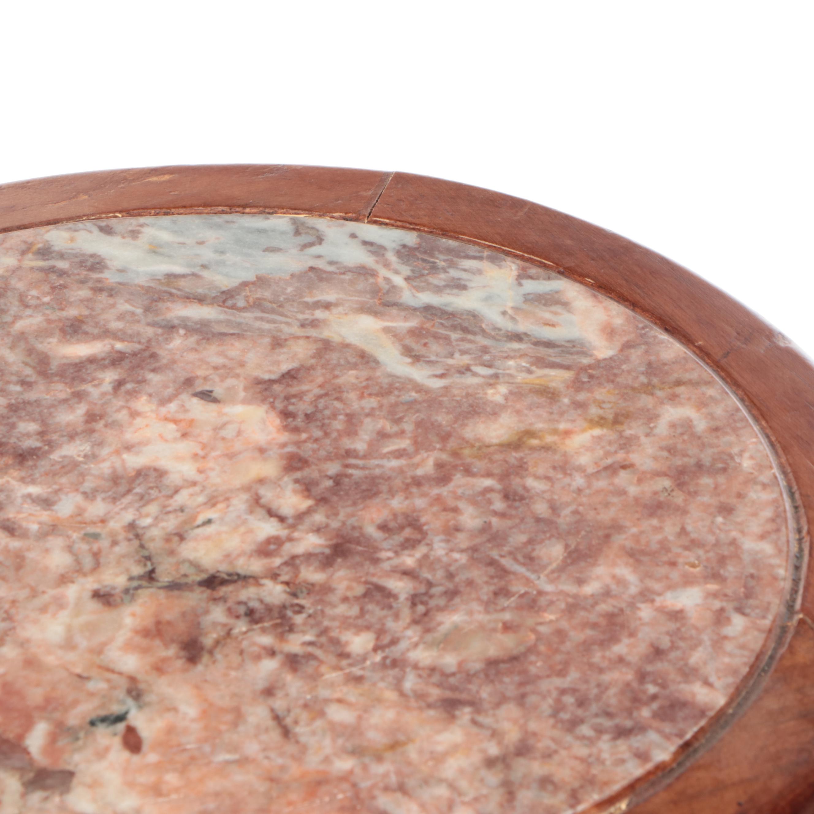 Marble and Carved Wood Plant Stand