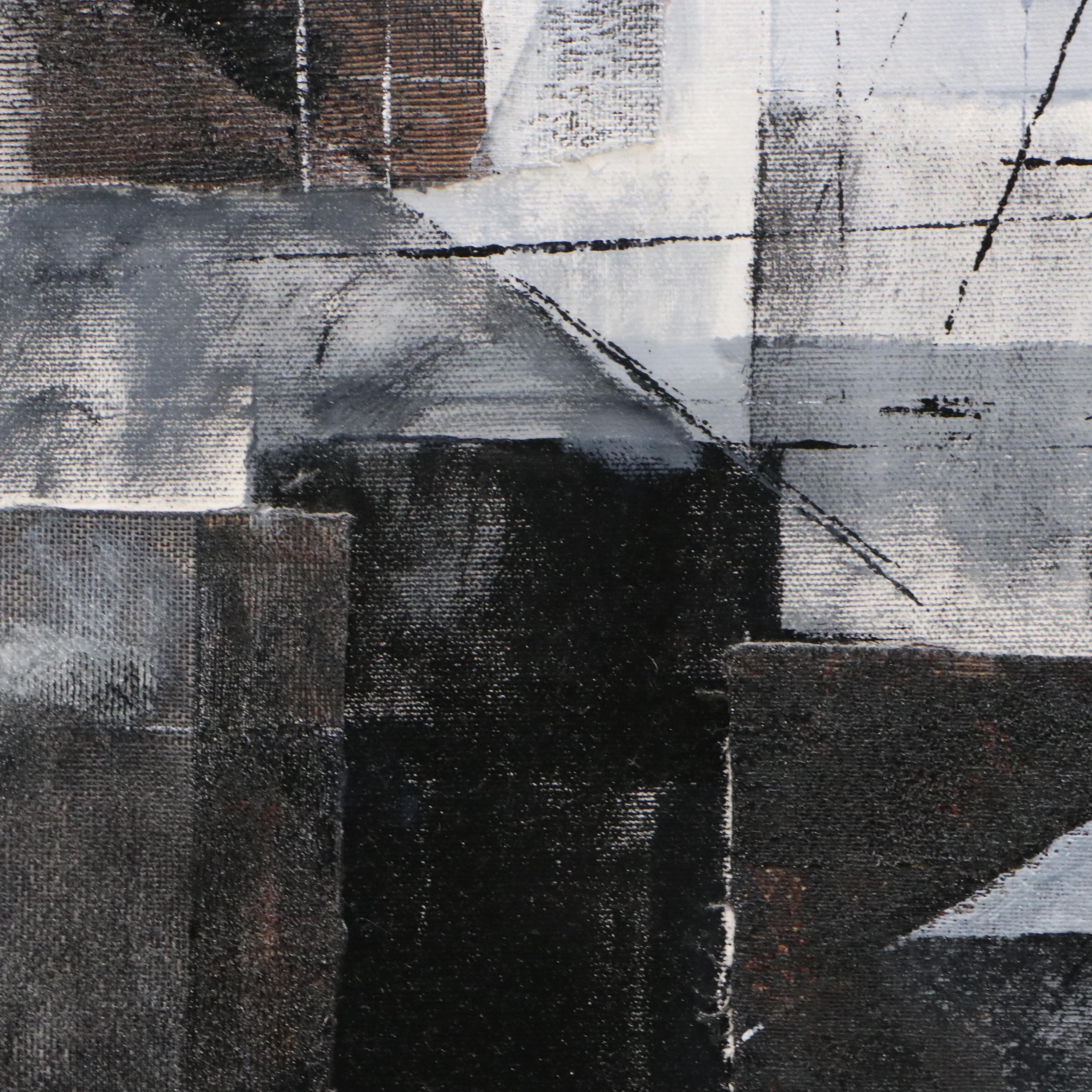 Abstract Geometric Mixed Media Painting, Circa 2015