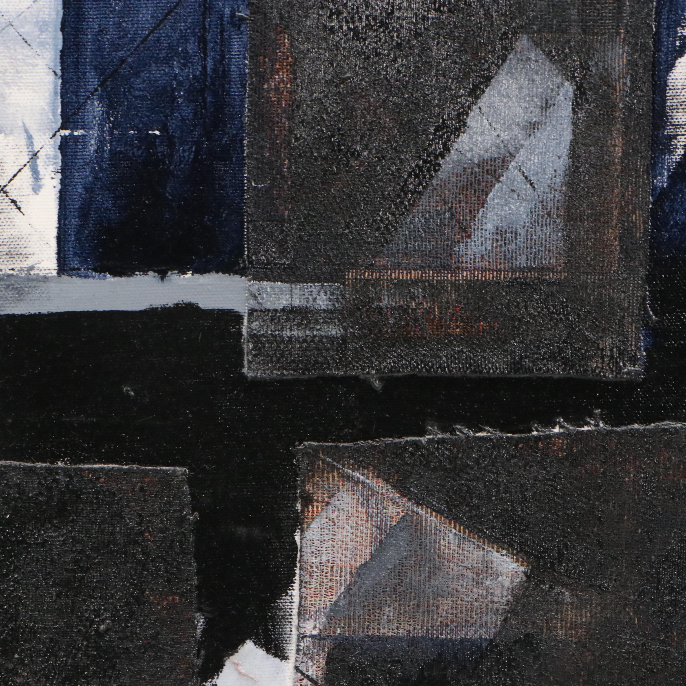 Abstract Geometric Mixed Media Painting, Circa 2015