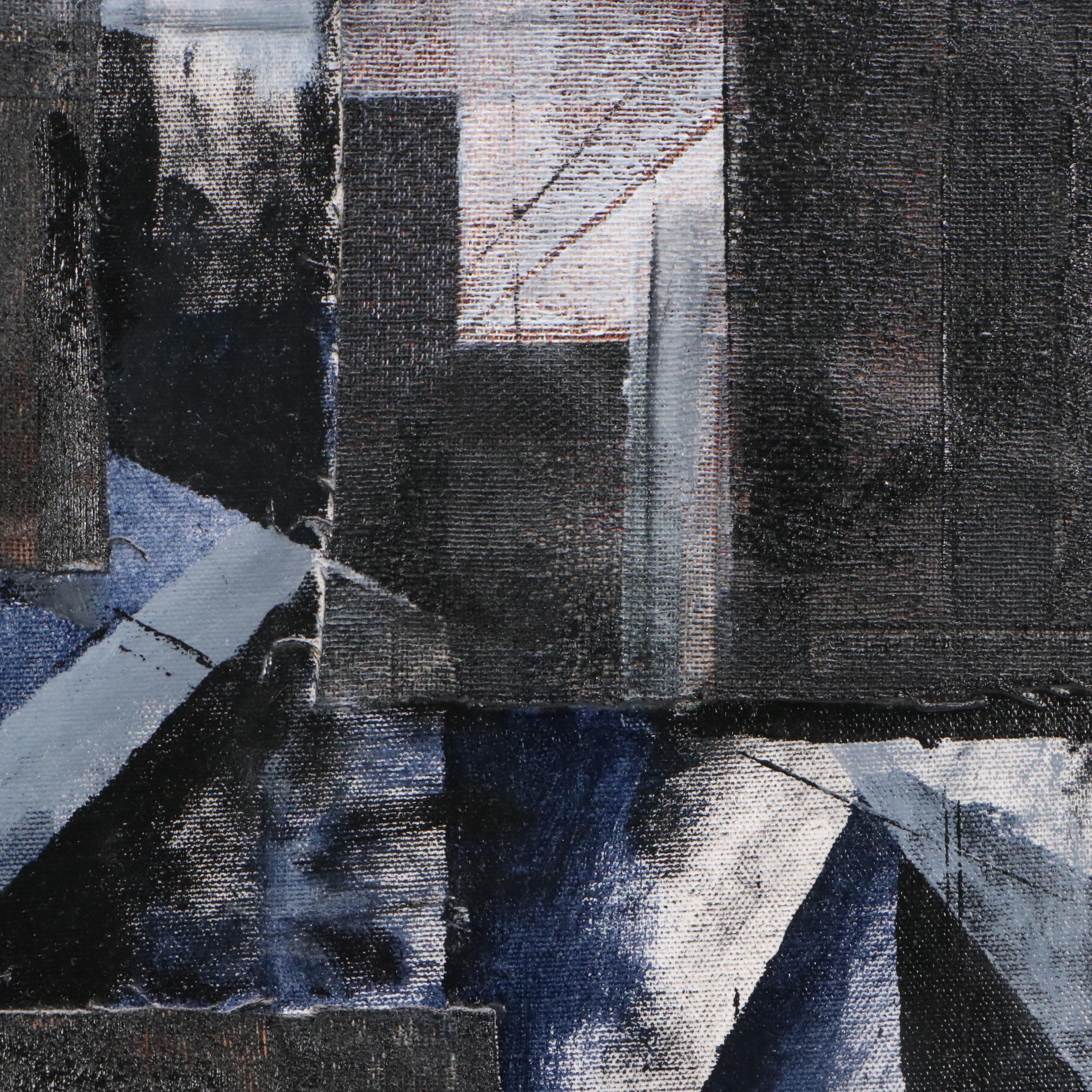 Abstract Geometric Mixed Media Painting, Circa 2015