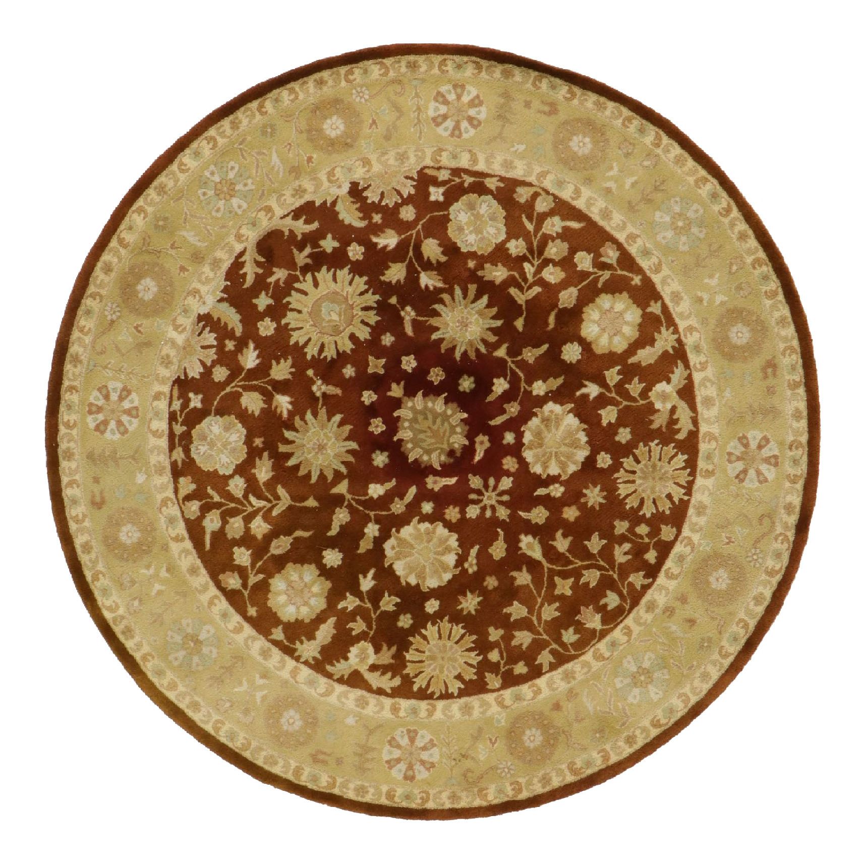 8&#39; Round Hand-Tufted Safavieh Indian Area Rug