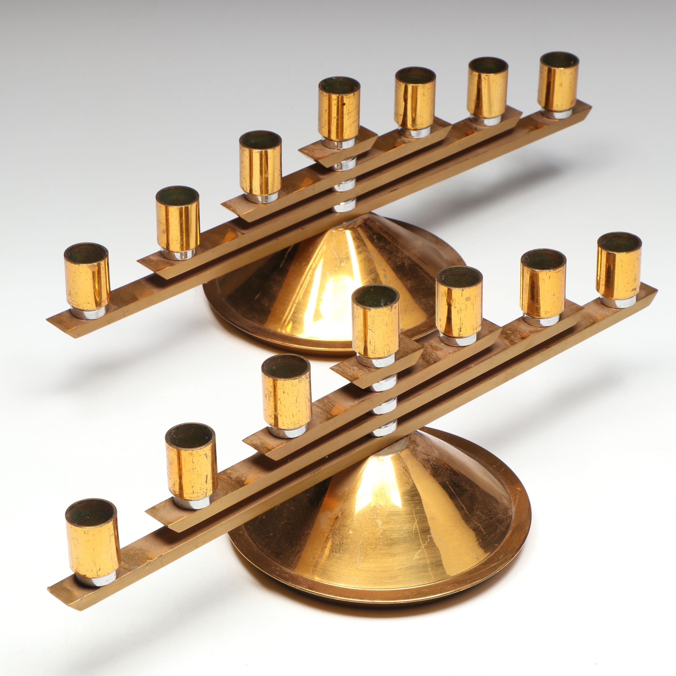 Mid Century Modern Style Seven Armed Brass Candelabra