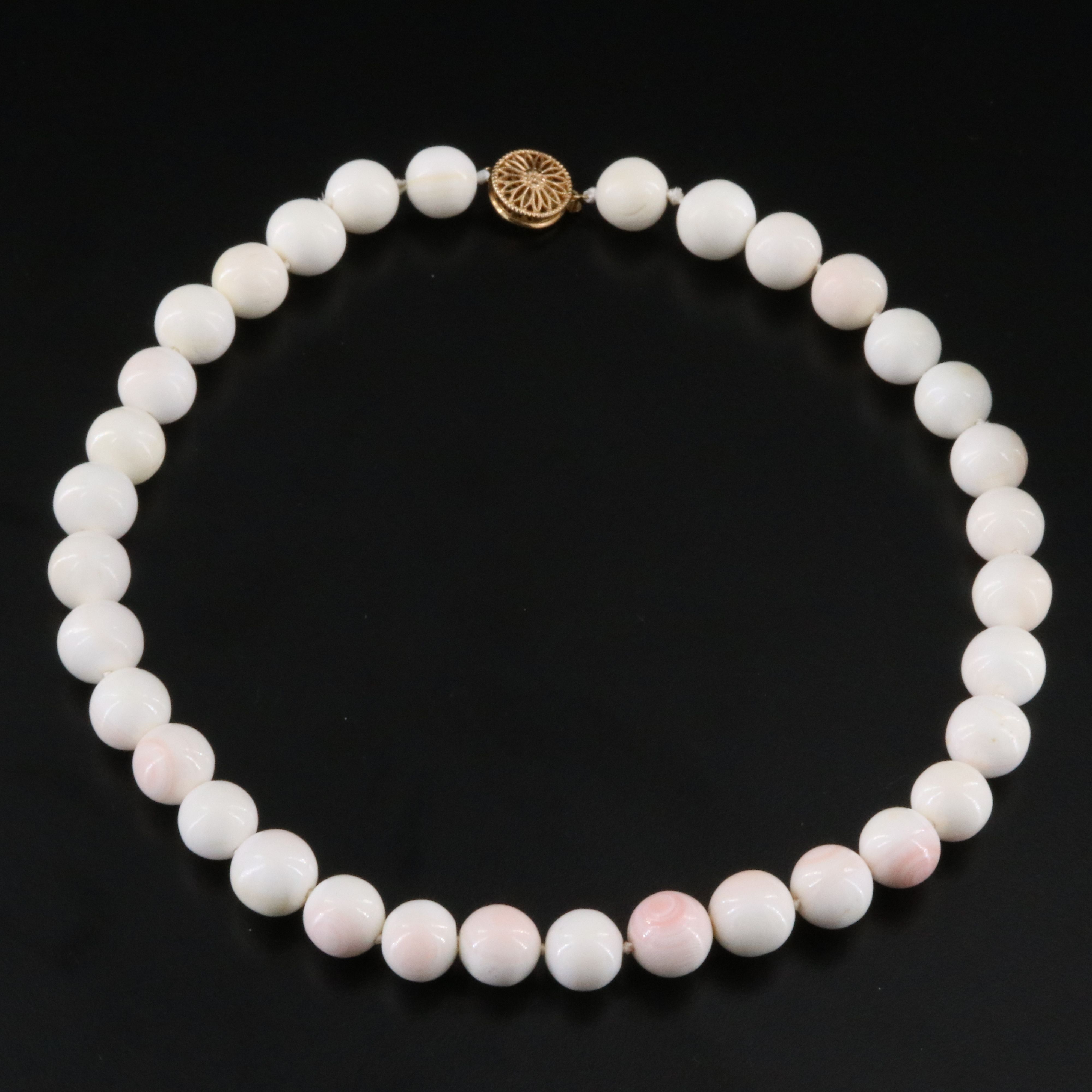 Shell Bead Necklace with 14K Clasp