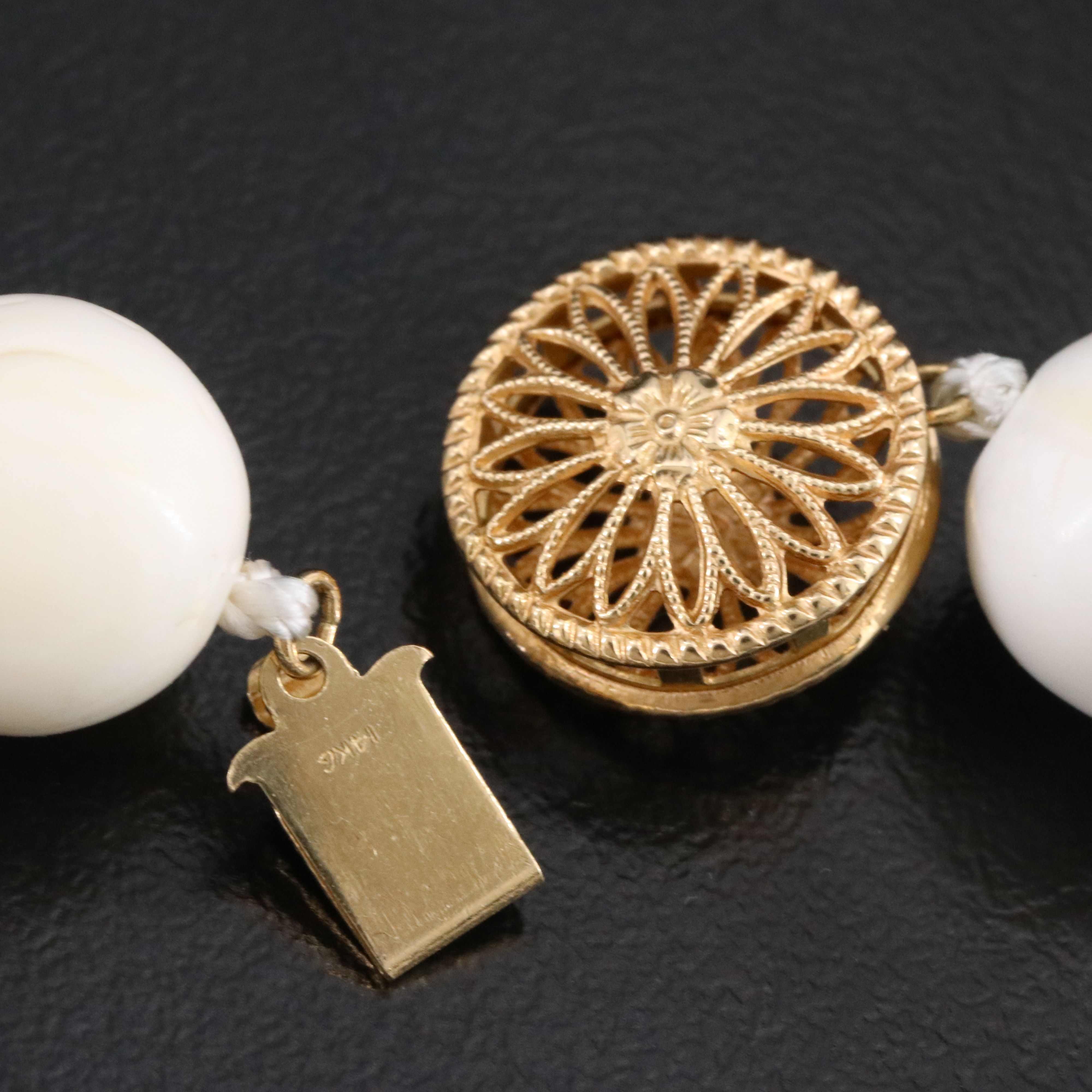 Shell Bead Necklace with 14K Clasp