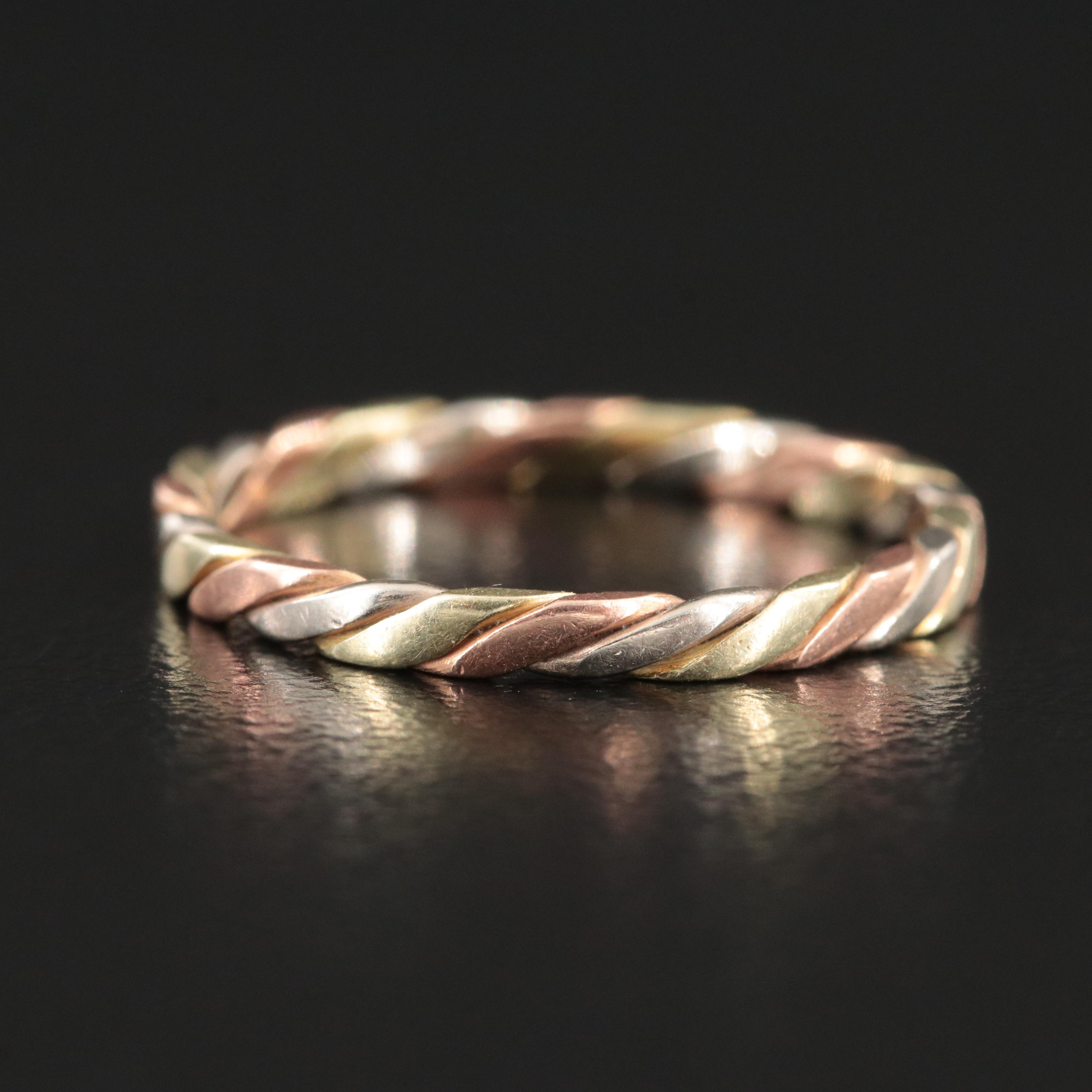 14K Tri-Color Braided Band