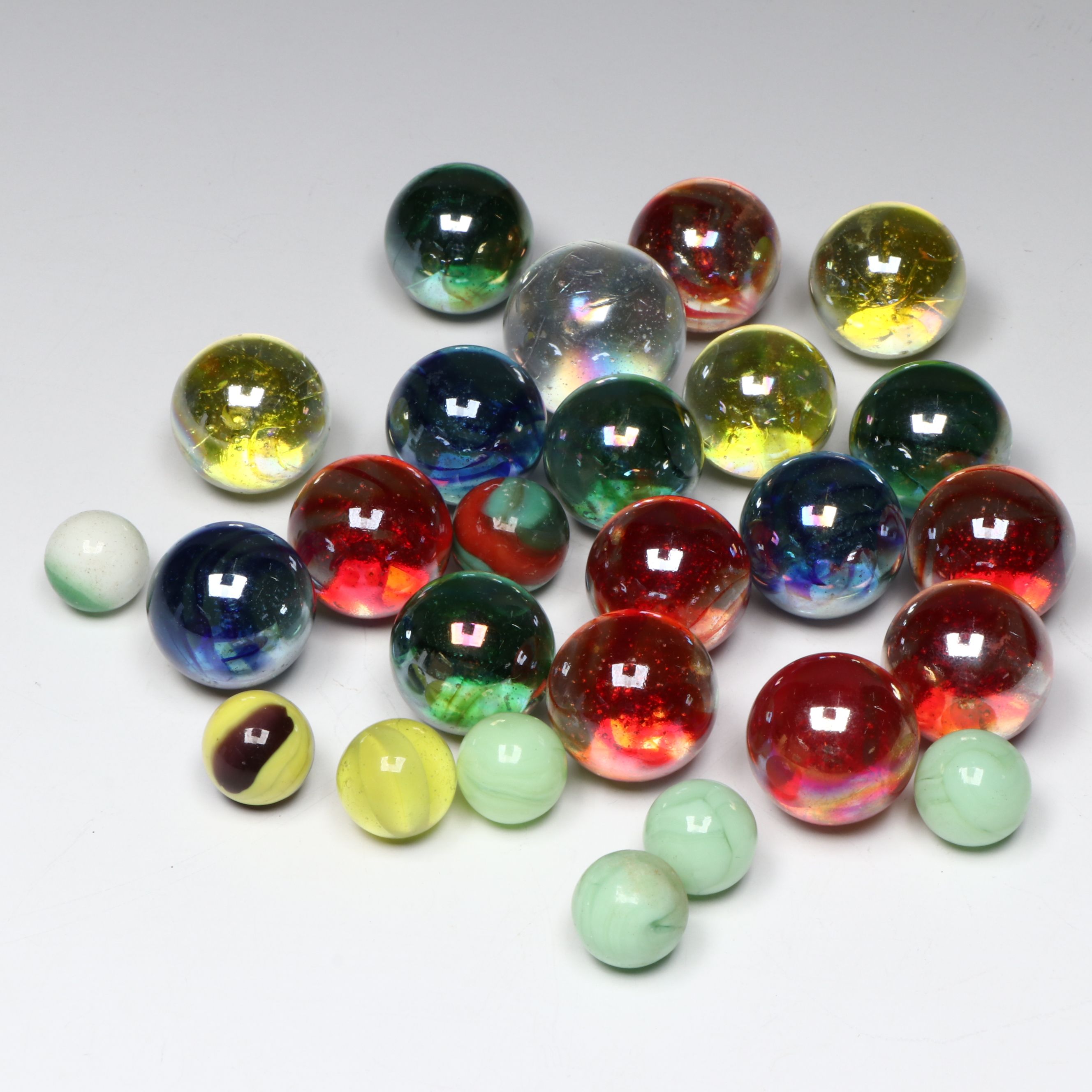 Akro Agate and Other Uranium, Iridescent, and More Vintage Marbles