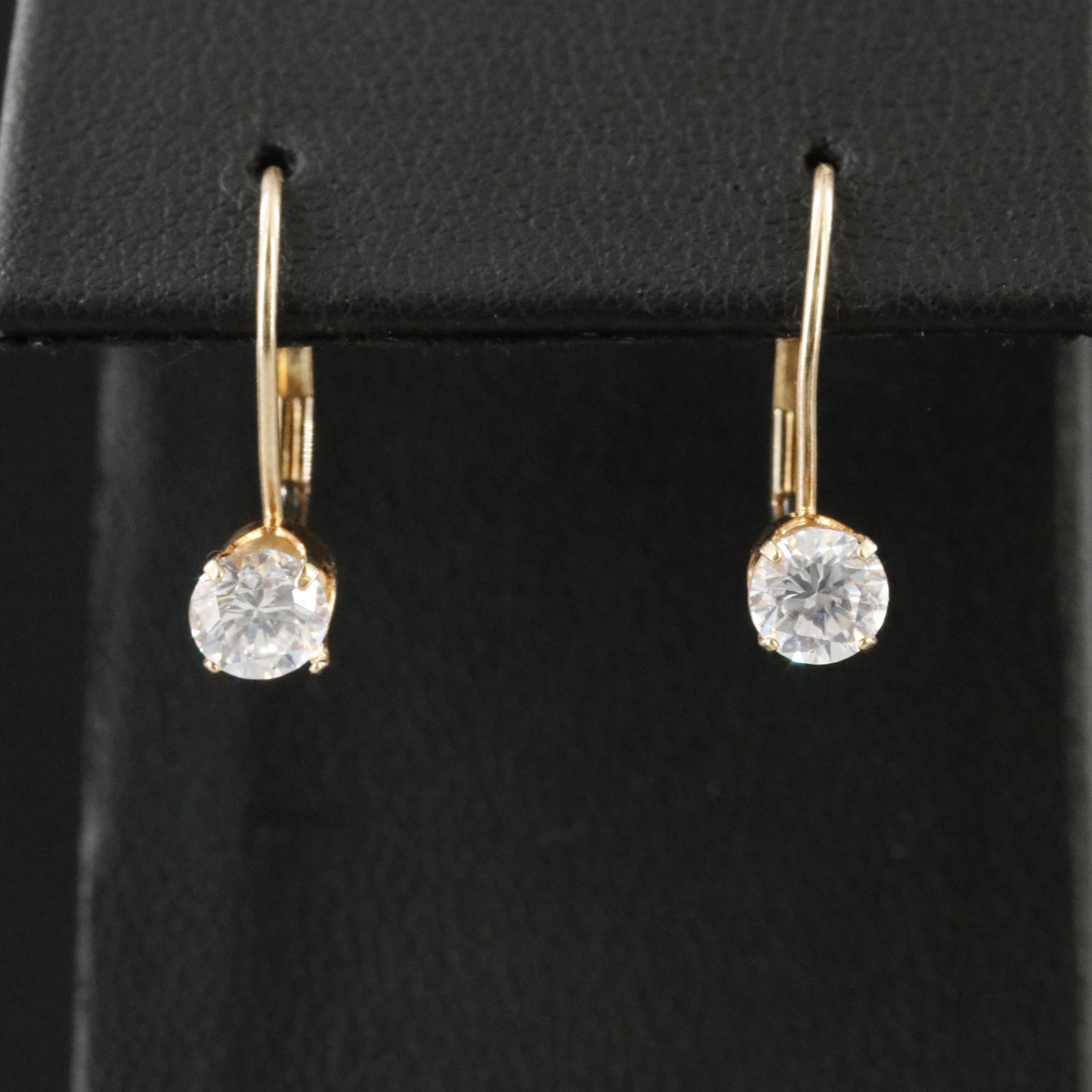 10K CZ Leverback Earrings