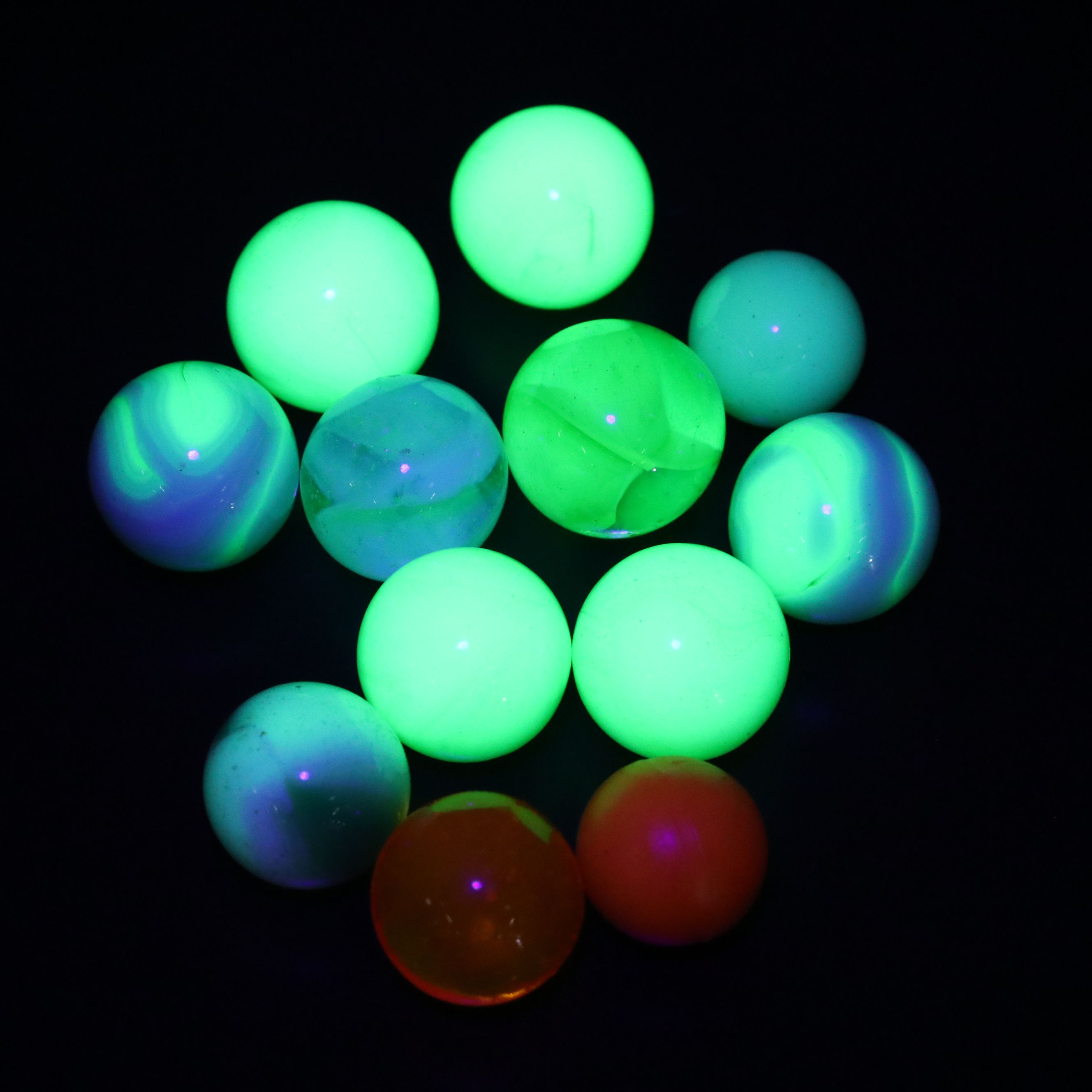 Akro Agate and Other Uranium, Iridescent, and More Vintage Marbles