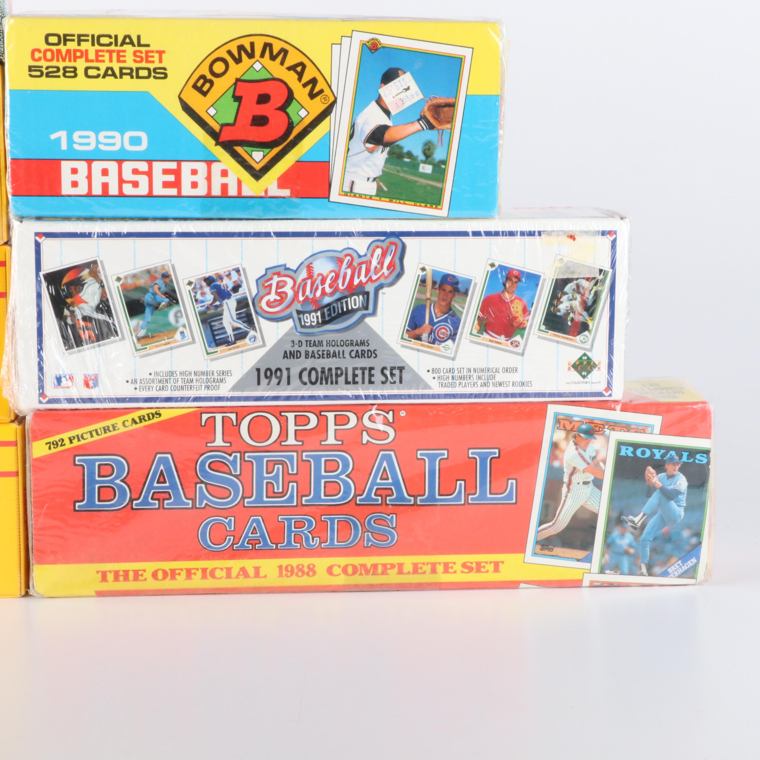 Seven Boxes of Baseball Card Full Sets, 1988 to 1991
