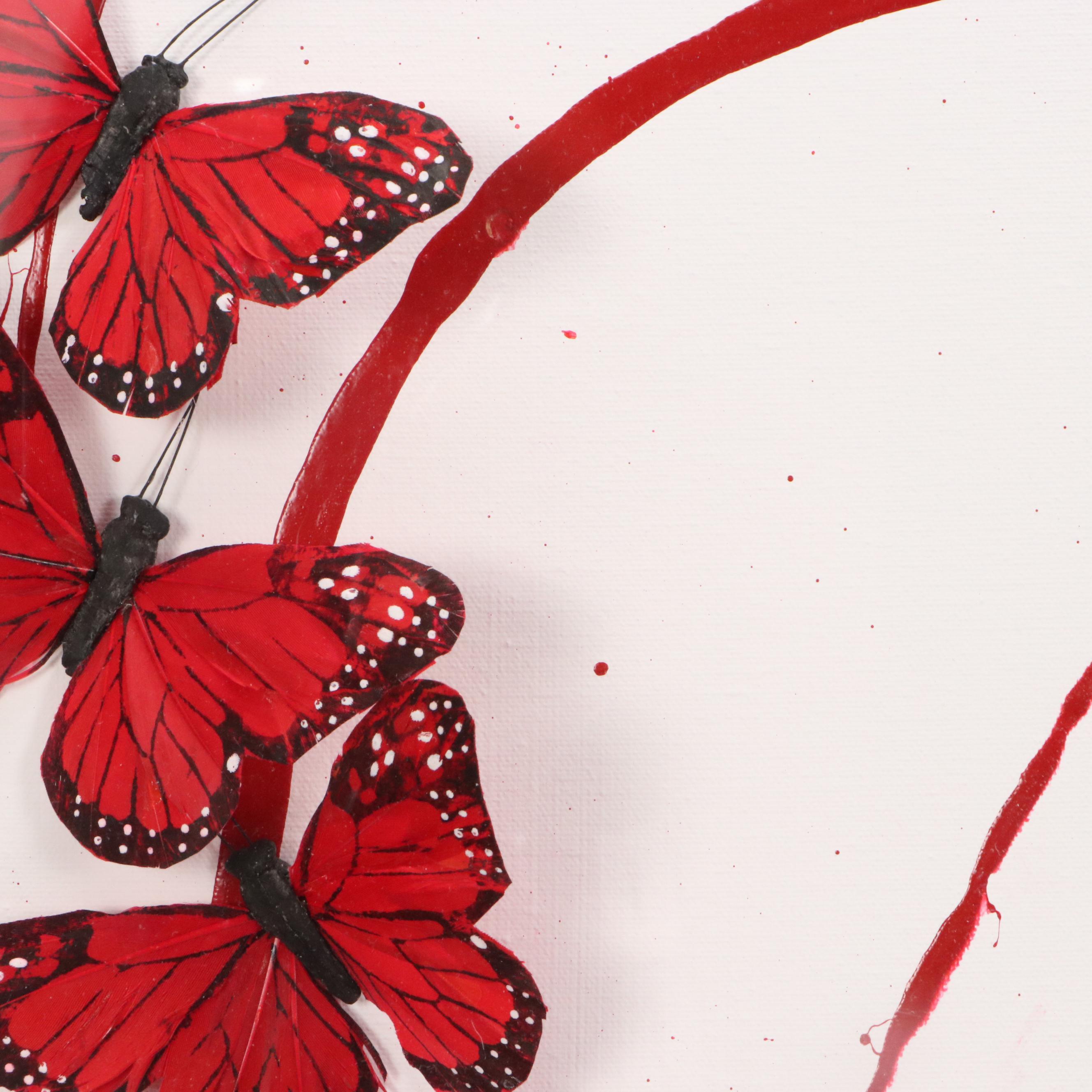 Nadine Kalachnikoff Butterfly Motif Mixed Media Composition, 2013