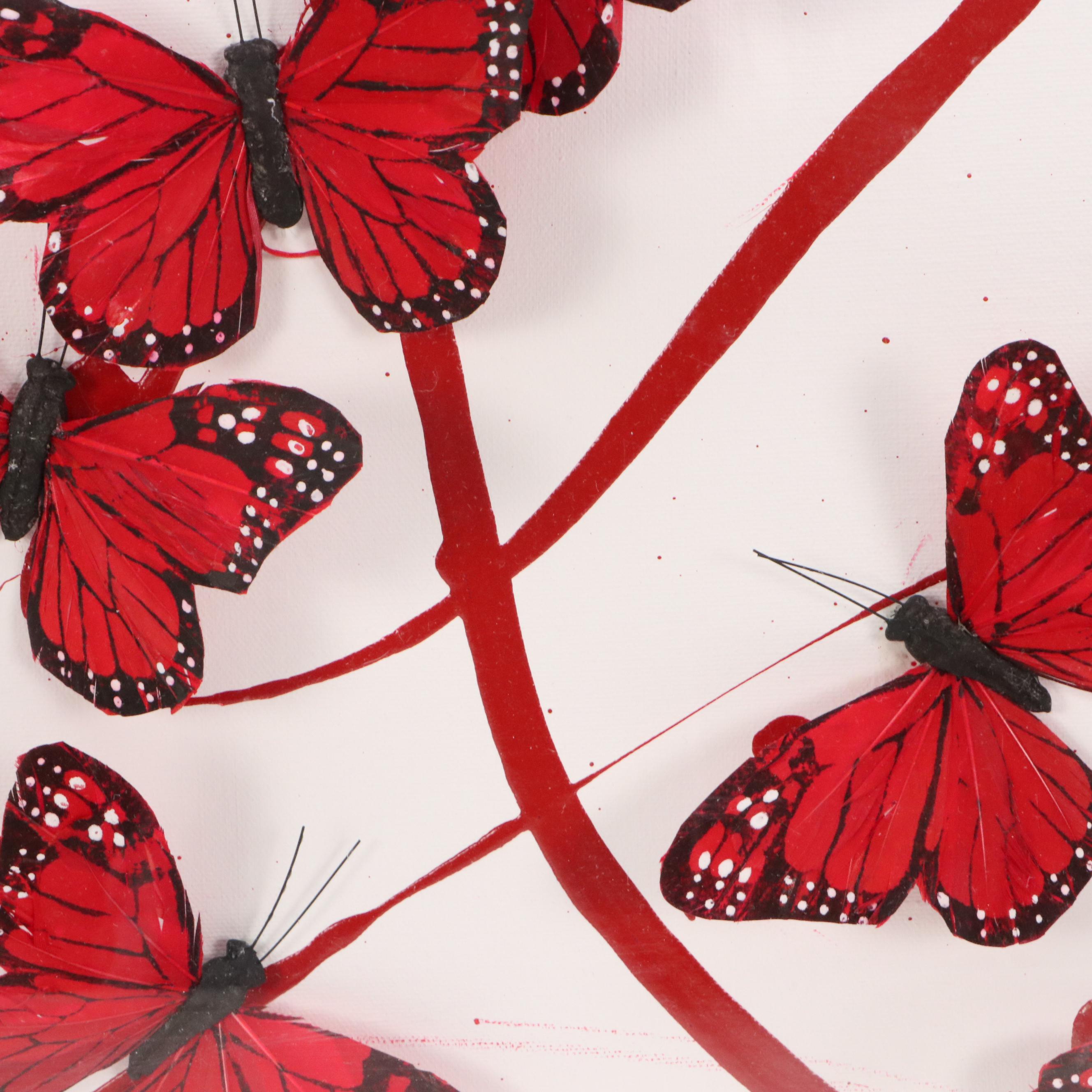 Nadine Kalachnikoff Butterfly Motif Mixed Media Composition, 2013