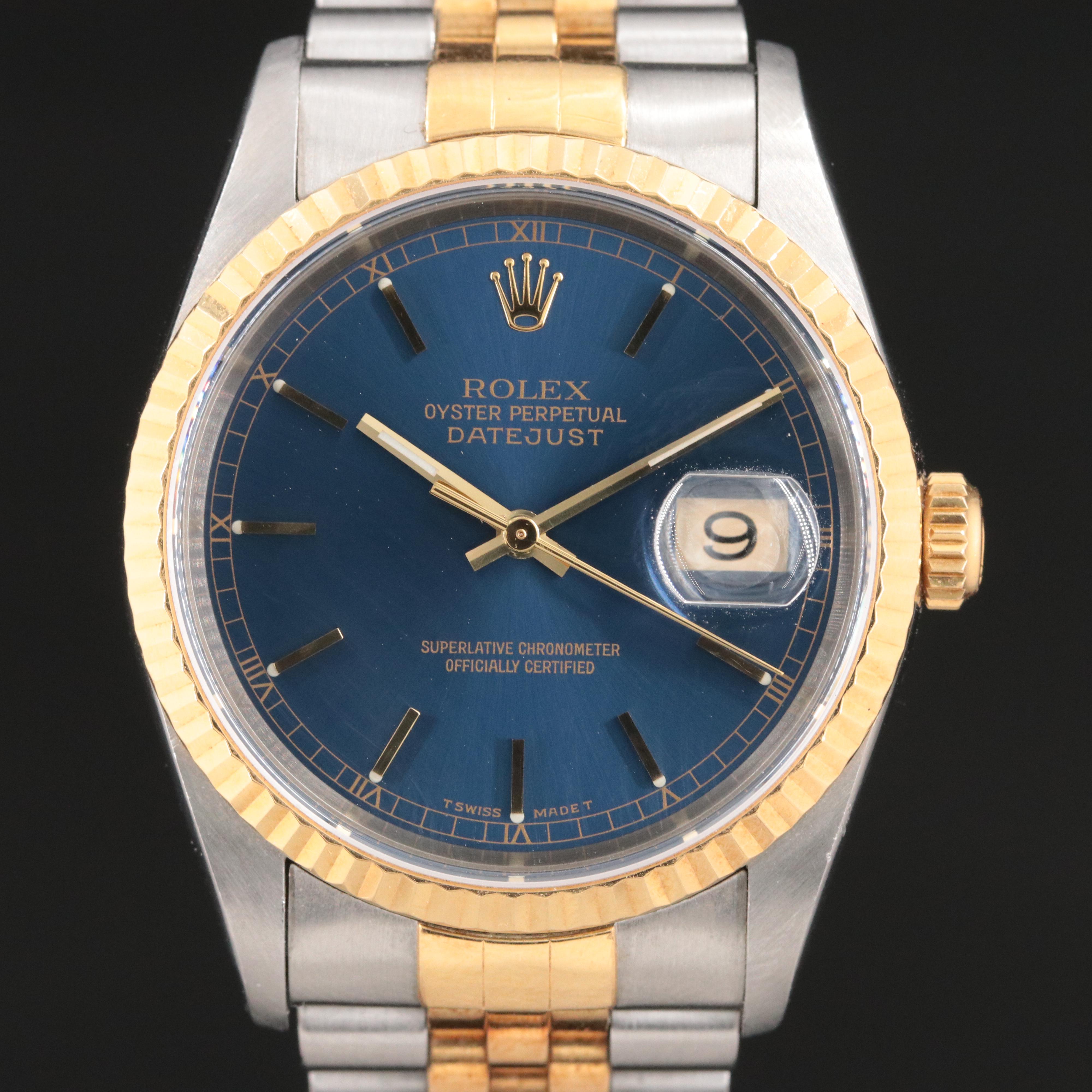 1997-98 Rolex Blue Dial Two Tone Datejust Watch