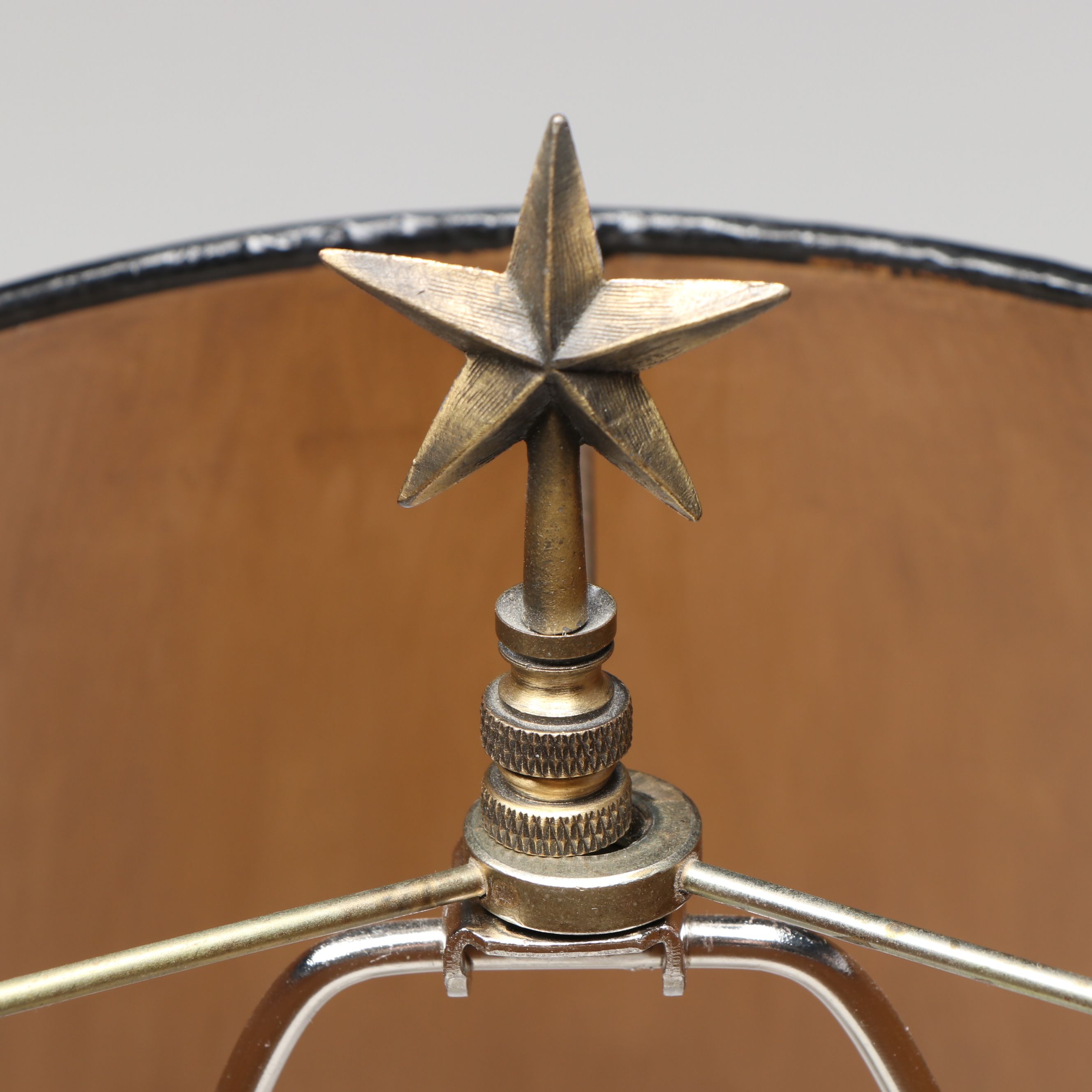 Neoclassical Style Ceramic Column Table Lamp Pair with Black Paper Shades