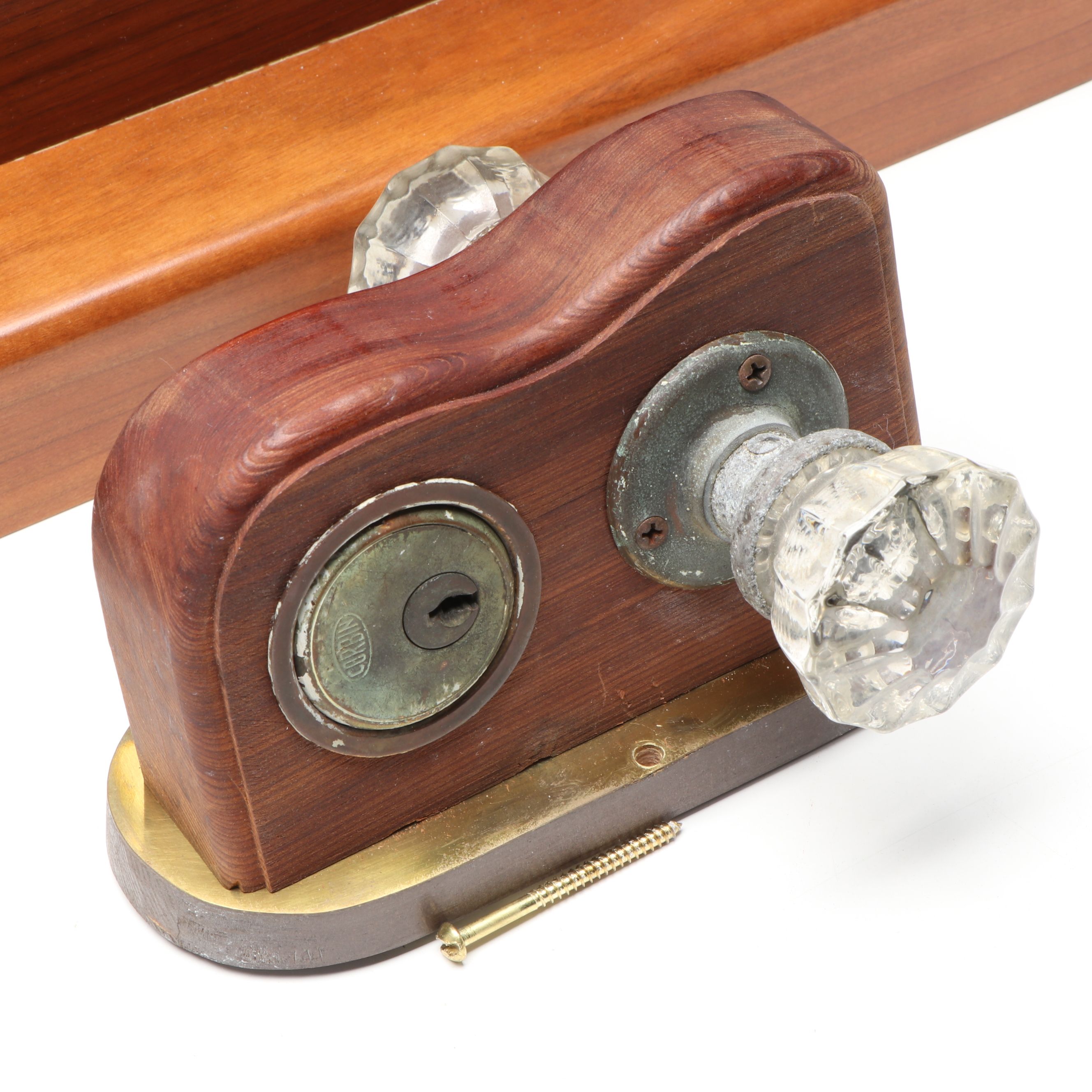 Walnut Ship Porthole and Victorian Doorknob Set