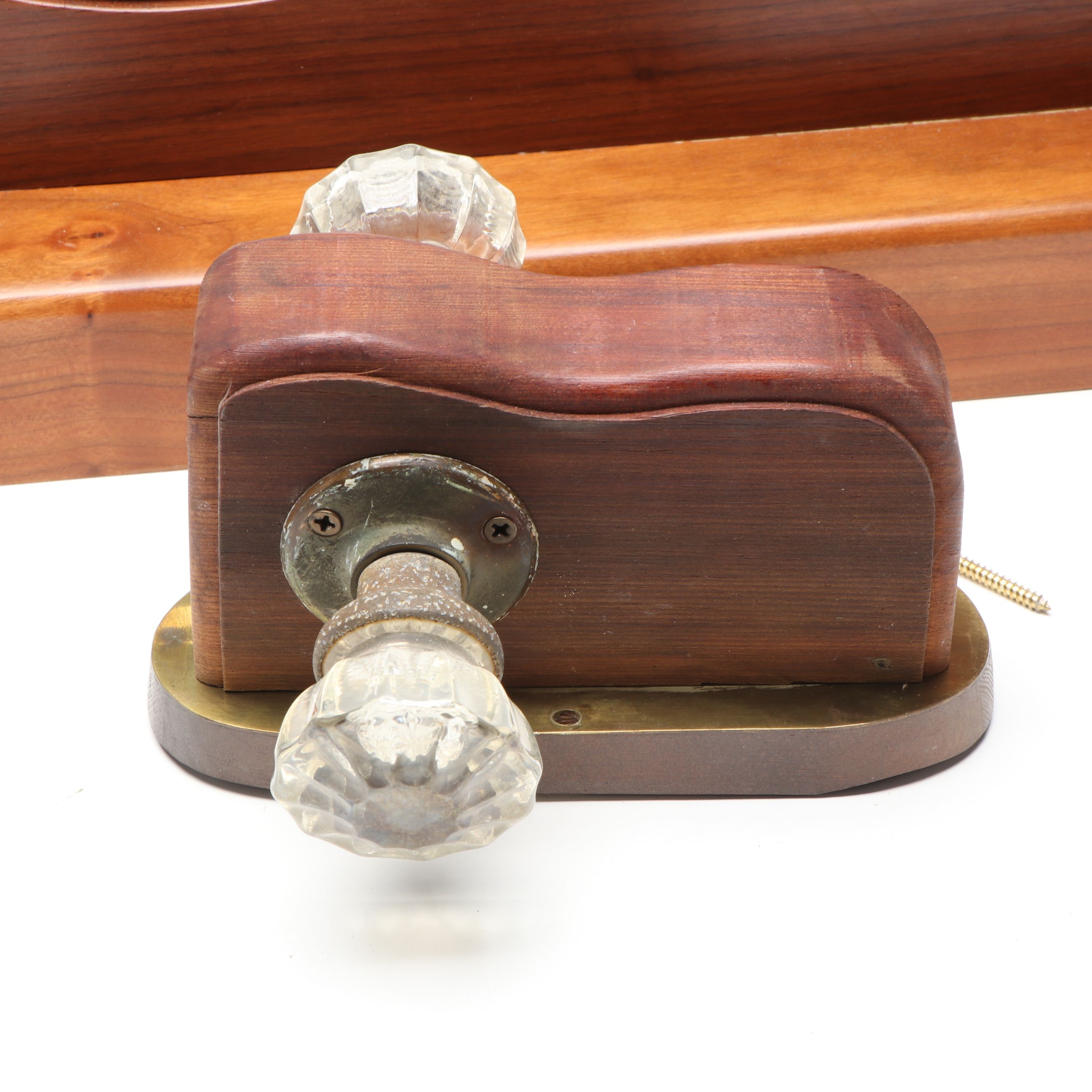 Walnut Ship Porthole and Victorian Doorknob Set