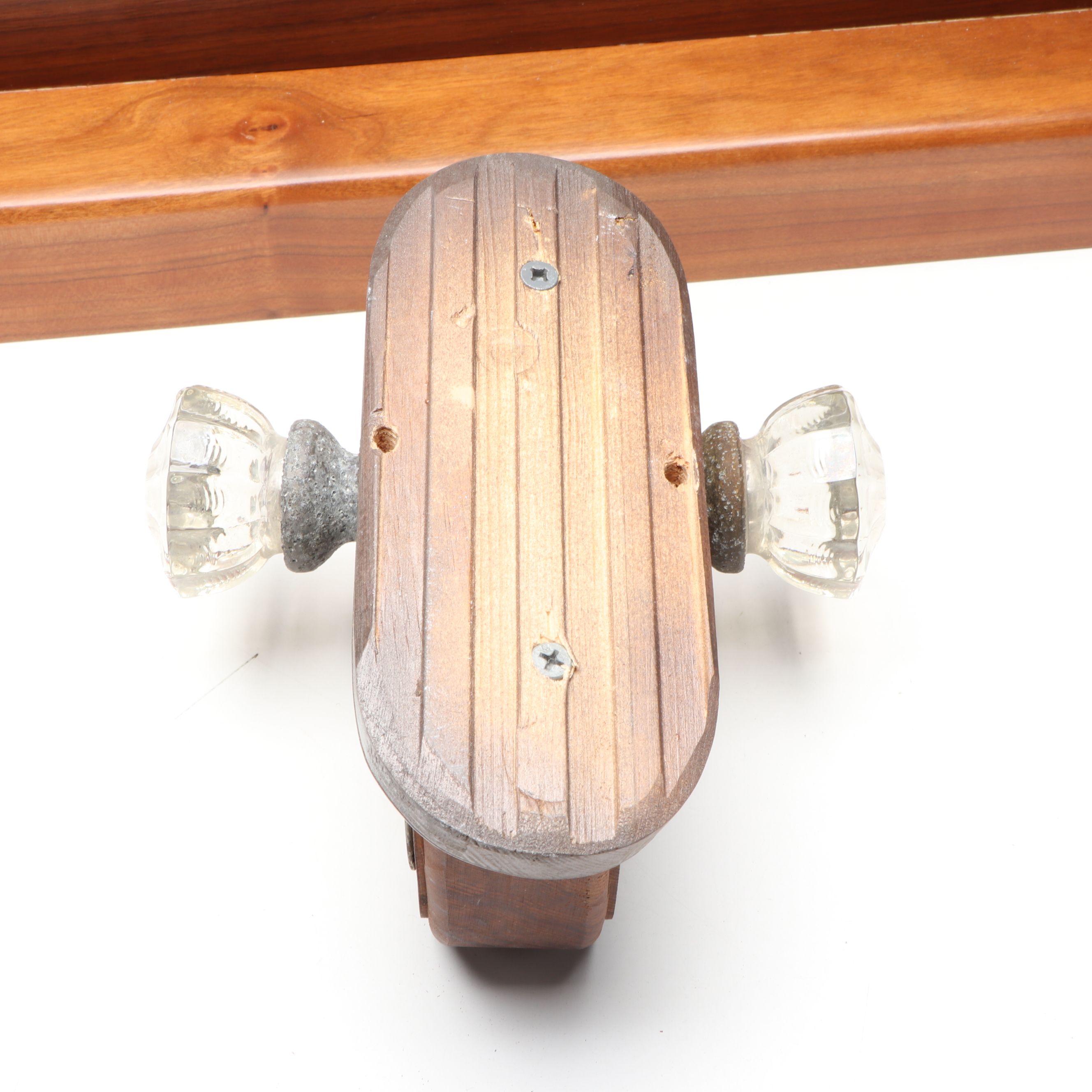 Walnut Ship Porthole and Victorian Doorknob Set