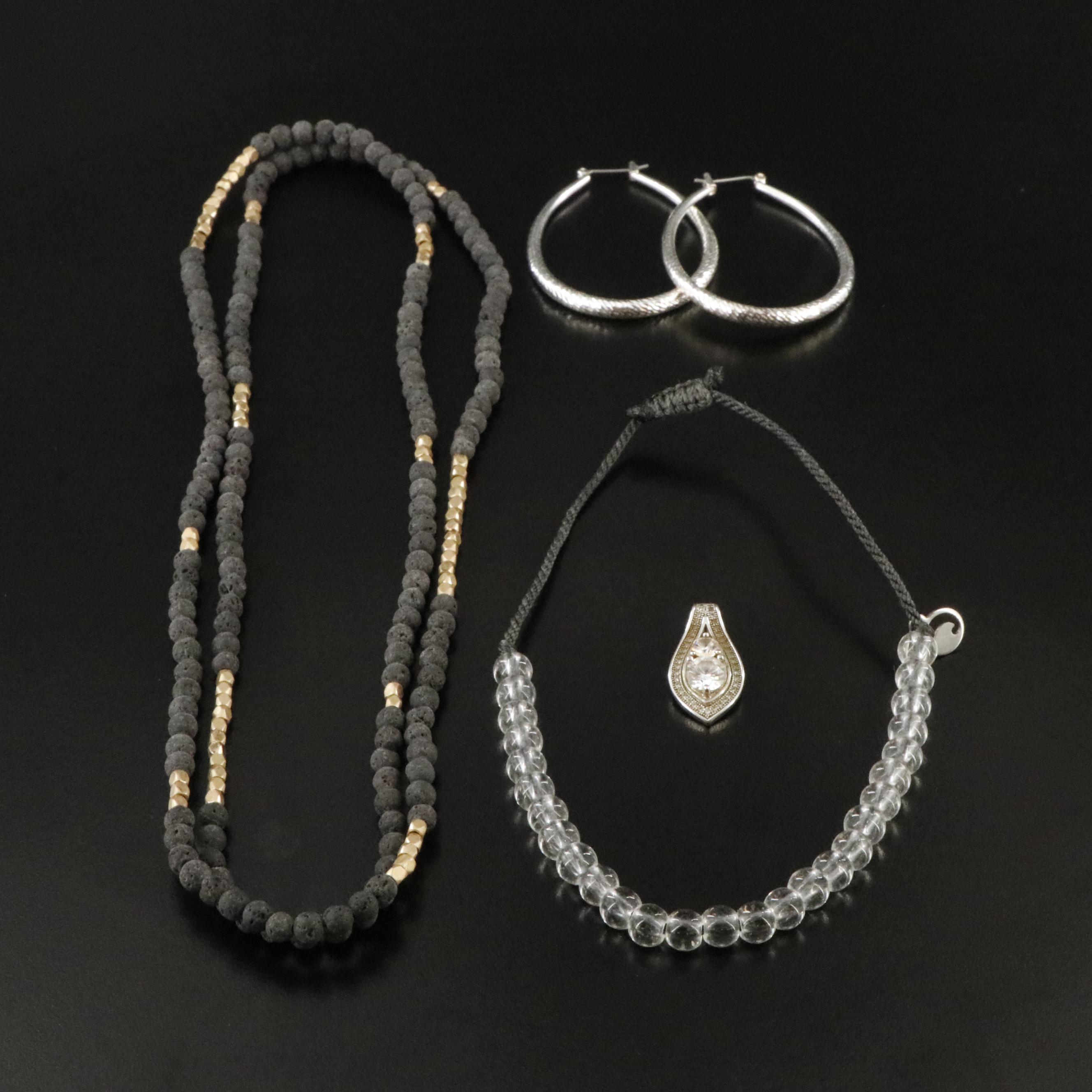 Assorted Jewelry Including Sterling, with CZ, Lava Stone and Crystal