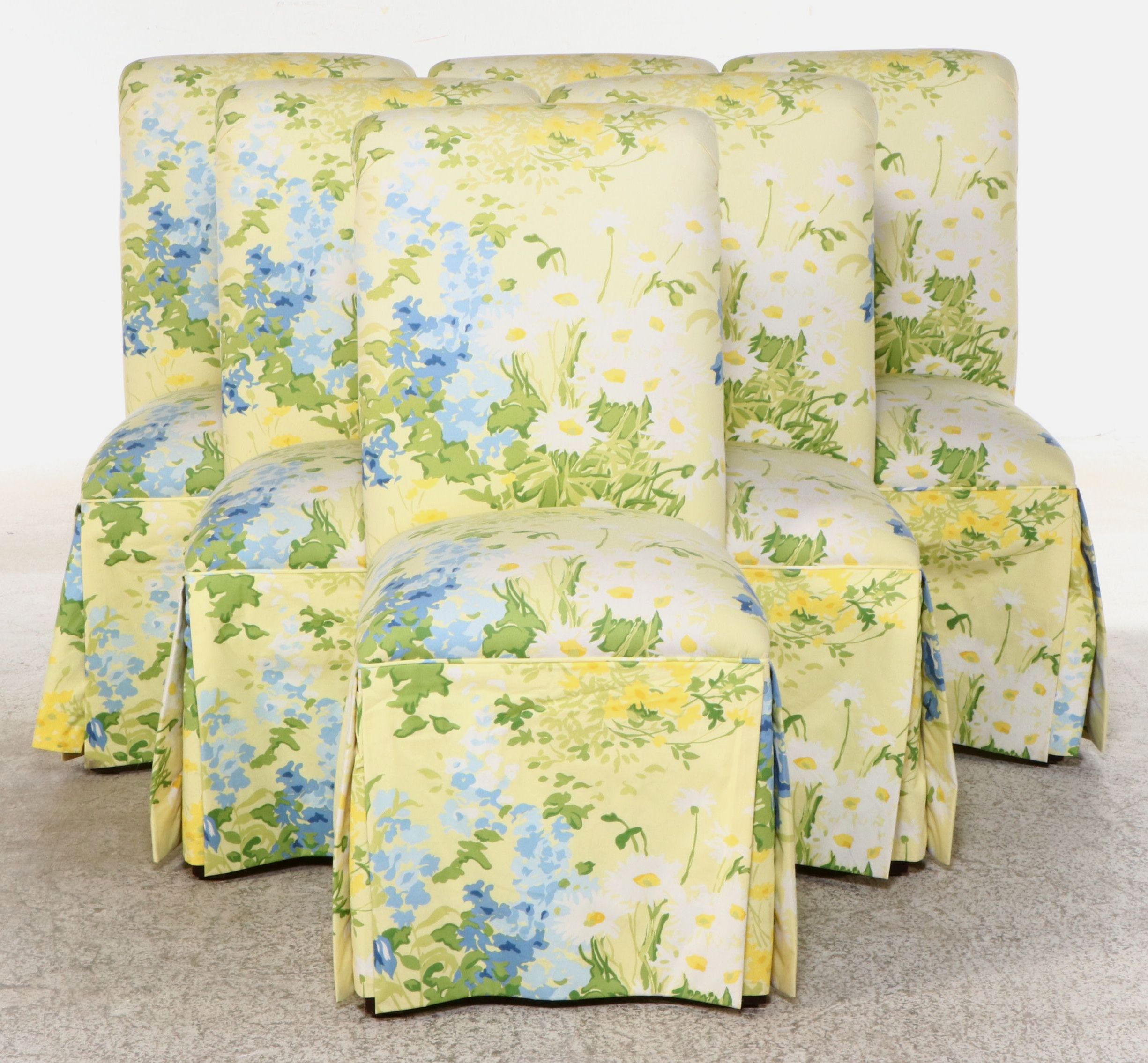 Set of Six Floral Dining Chairs
