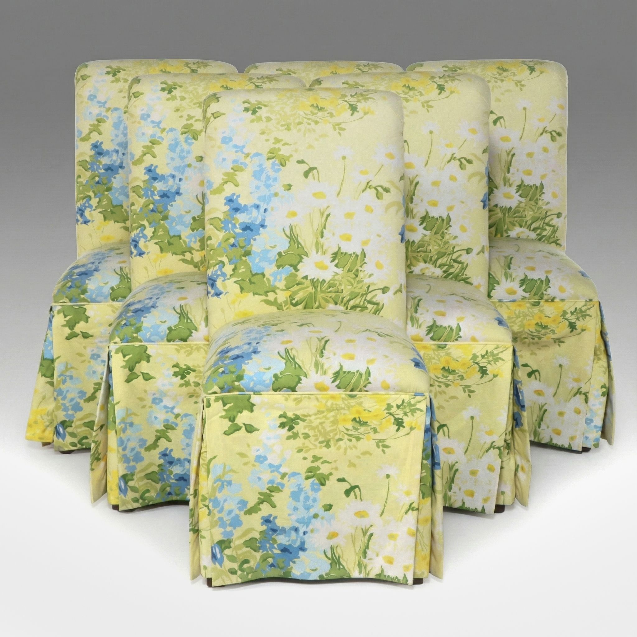 Set of Six Floral Dining Chairs