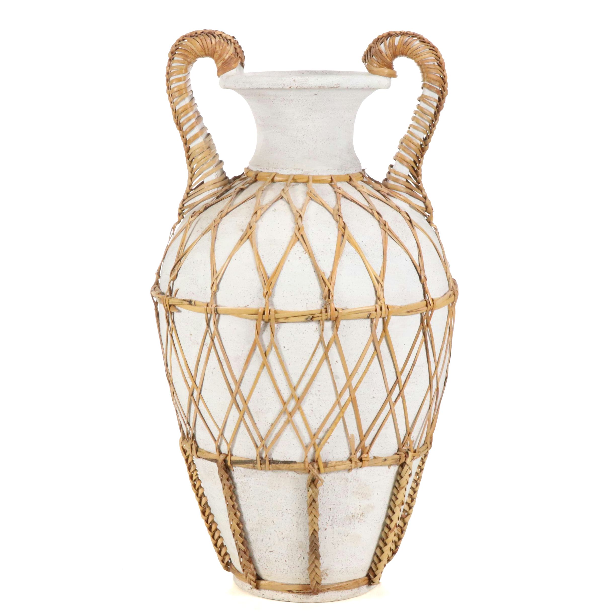 Woven Overlay Terracotta Amphora Vase