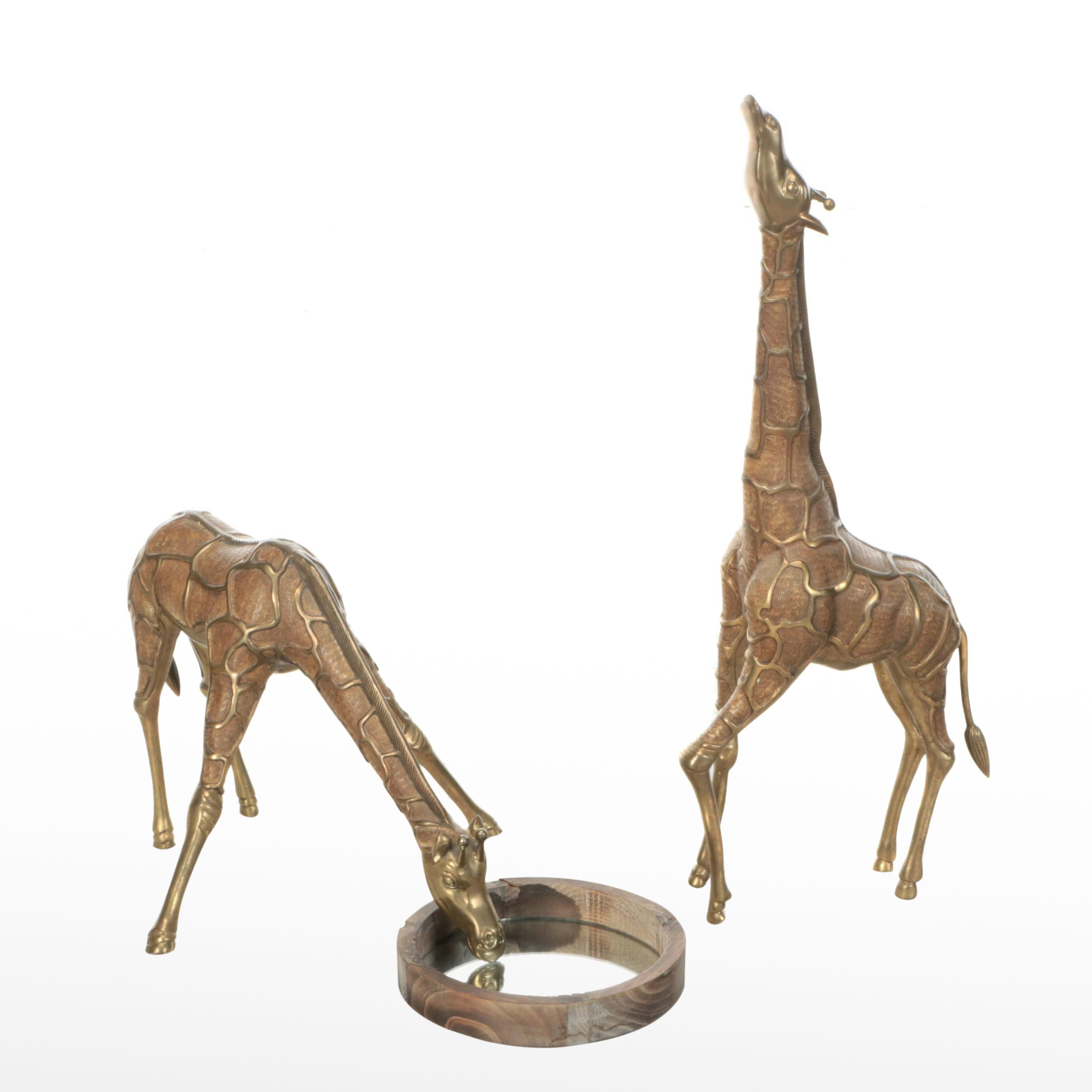 Chapman Brass Giraffes with Mirror Drinking Hole, 1983