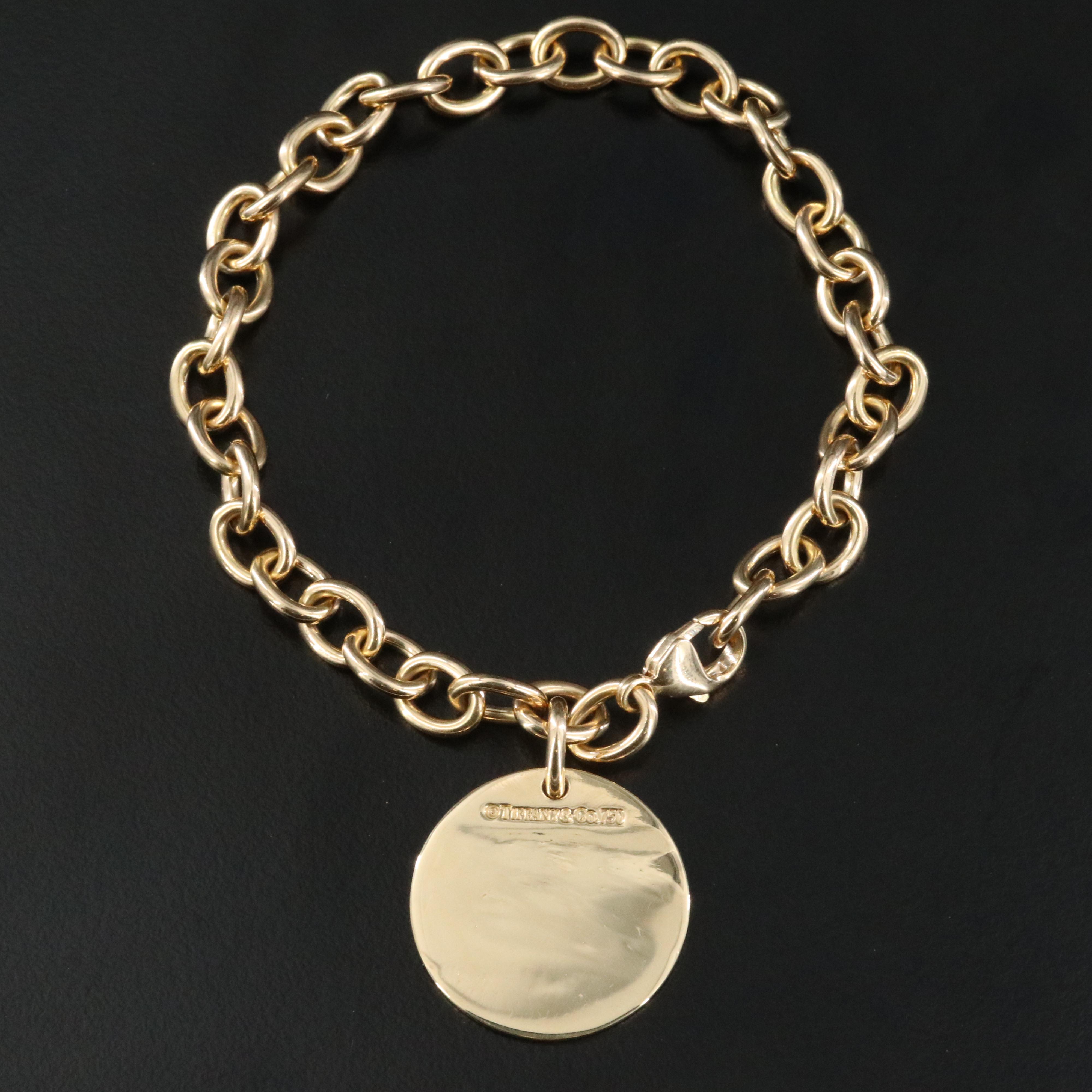 Tiffany & Co. 18K Round Tag Charm Bracelet