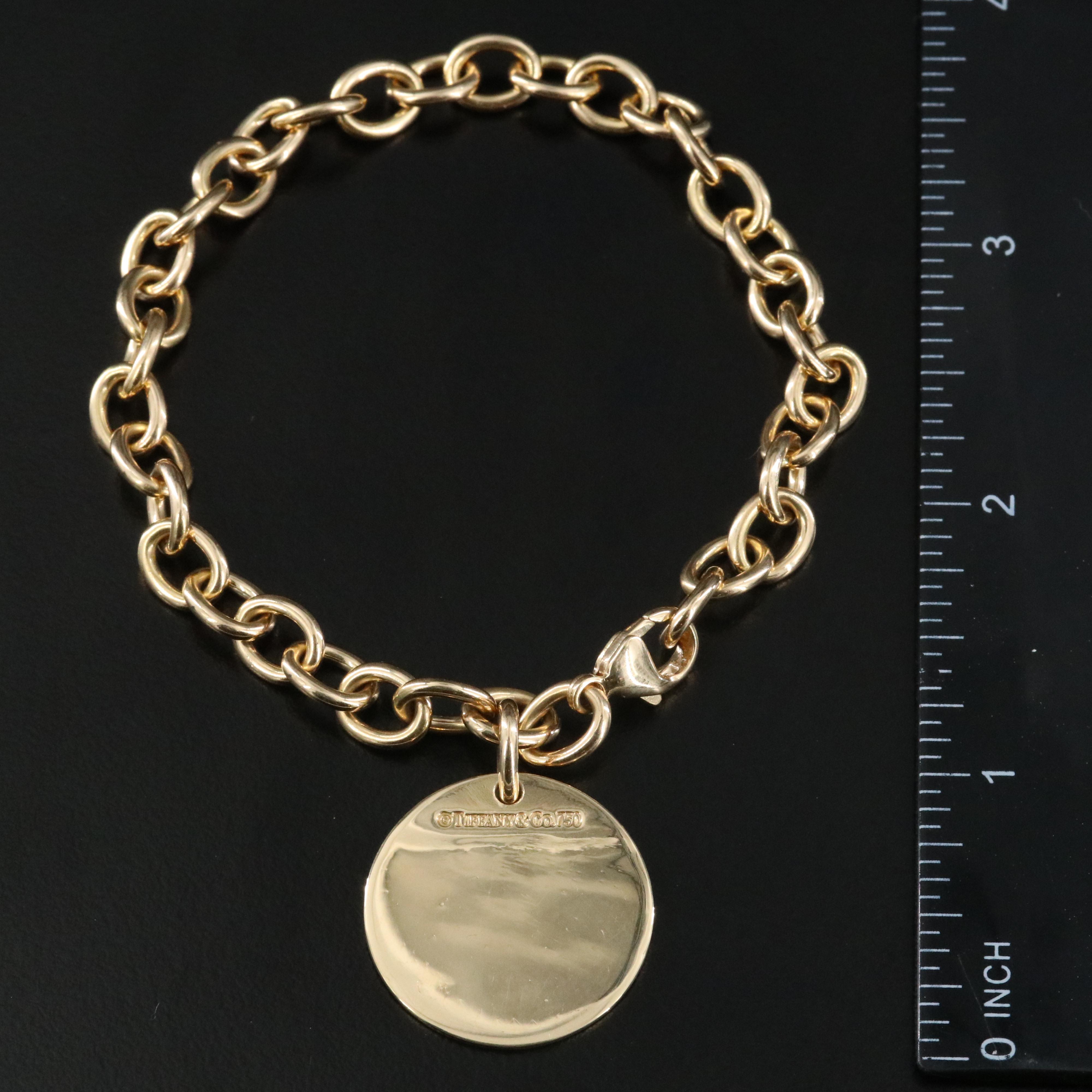 Tiffany & Co. 18K Round Tag Charm Bracelet