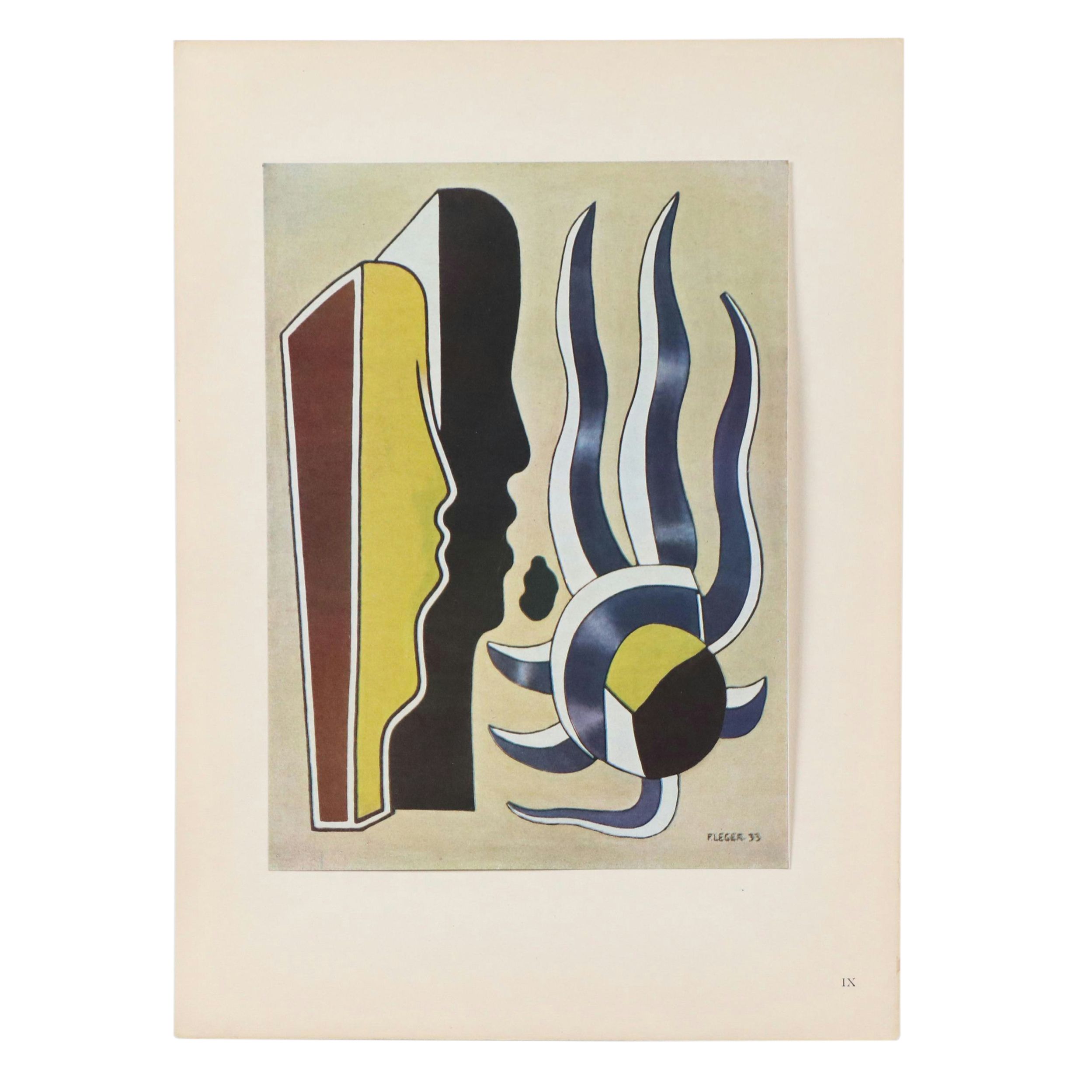 After Léger Offset Lithograph "Composition aux Deux Profiles," Mid-20th Century