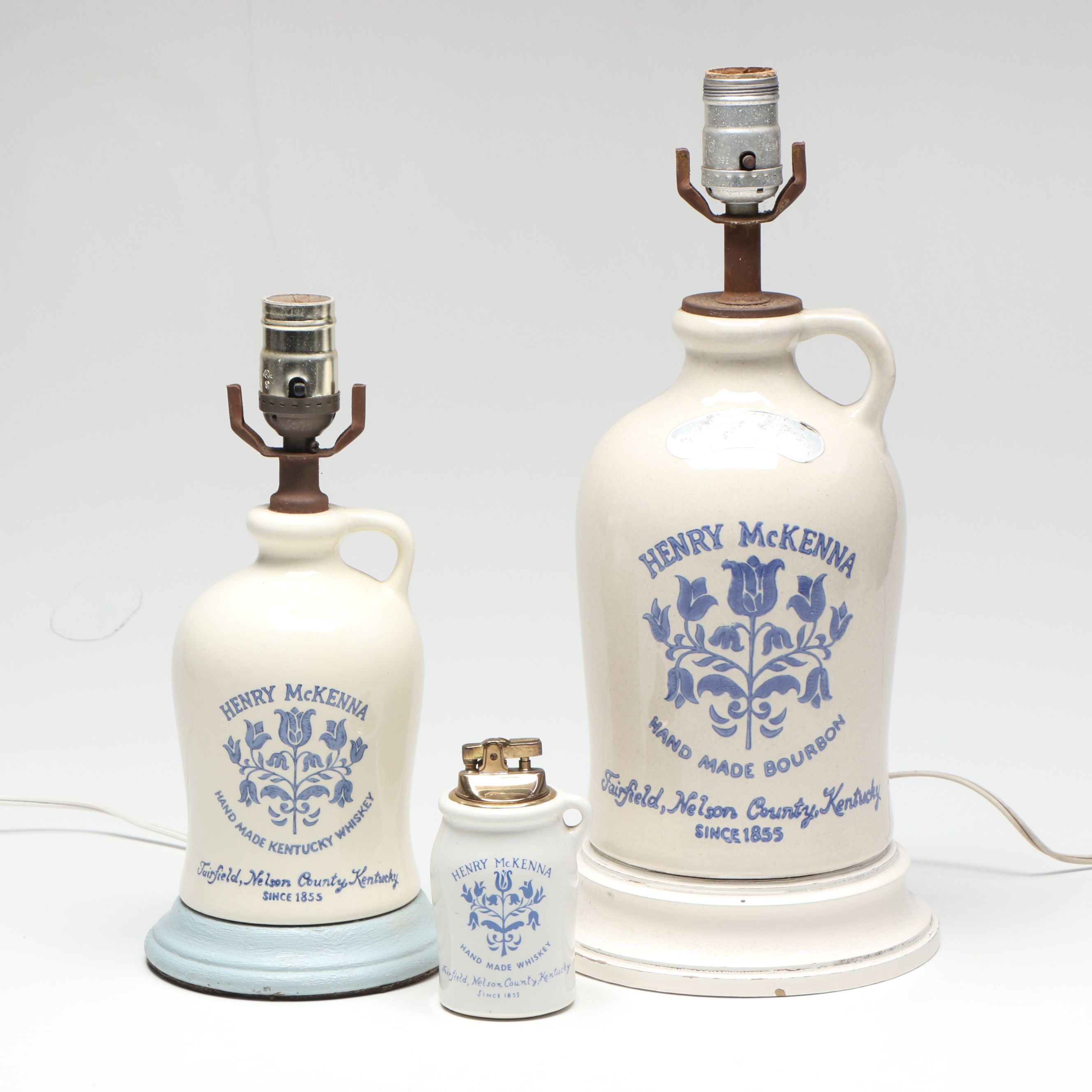 Henry McKenna Ceramic Whiskey Jug Table Lamps and Table Lighter