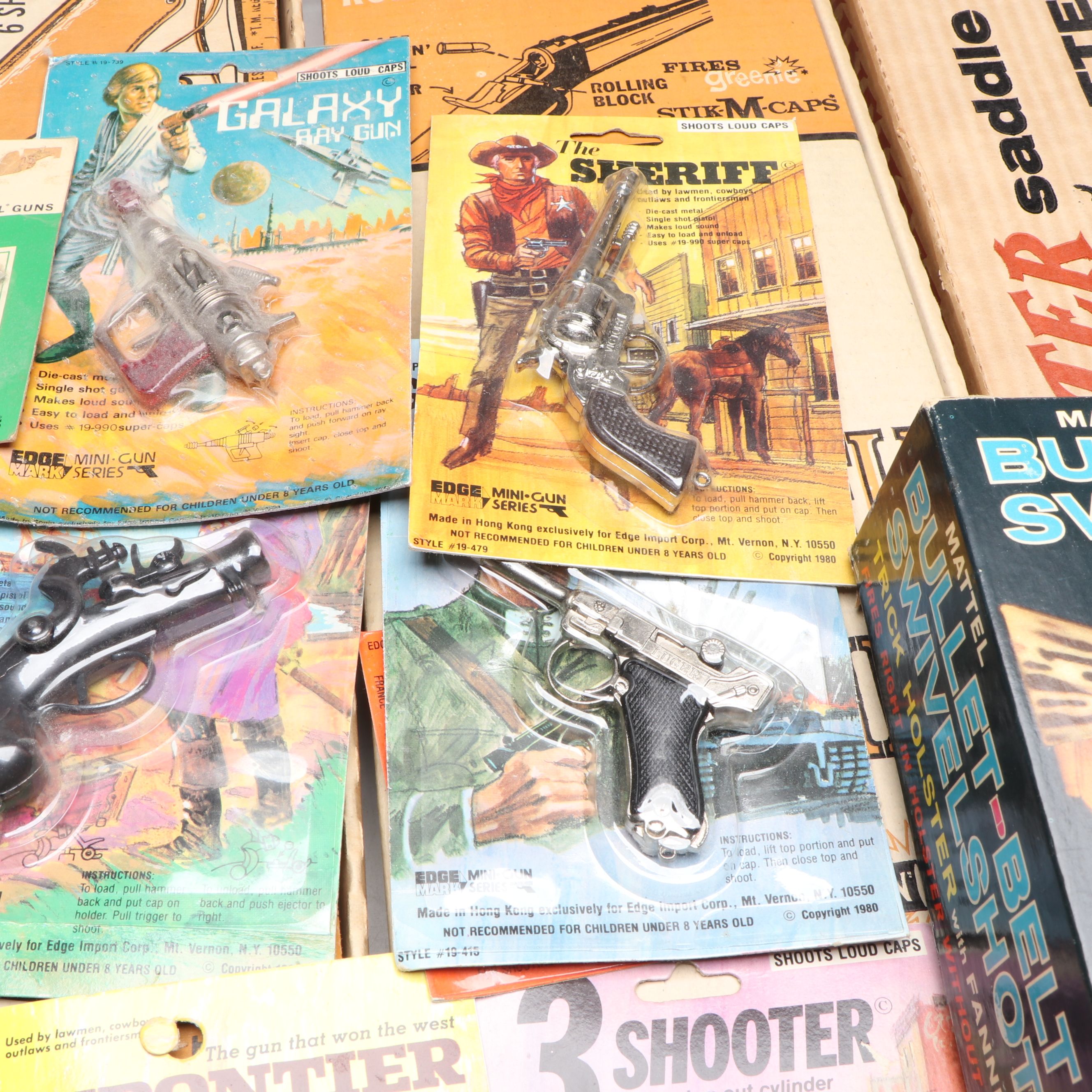 Mattel Rolling-Block Rifle Showdown Set with More Toy Guns, Mid to Late 20th C.