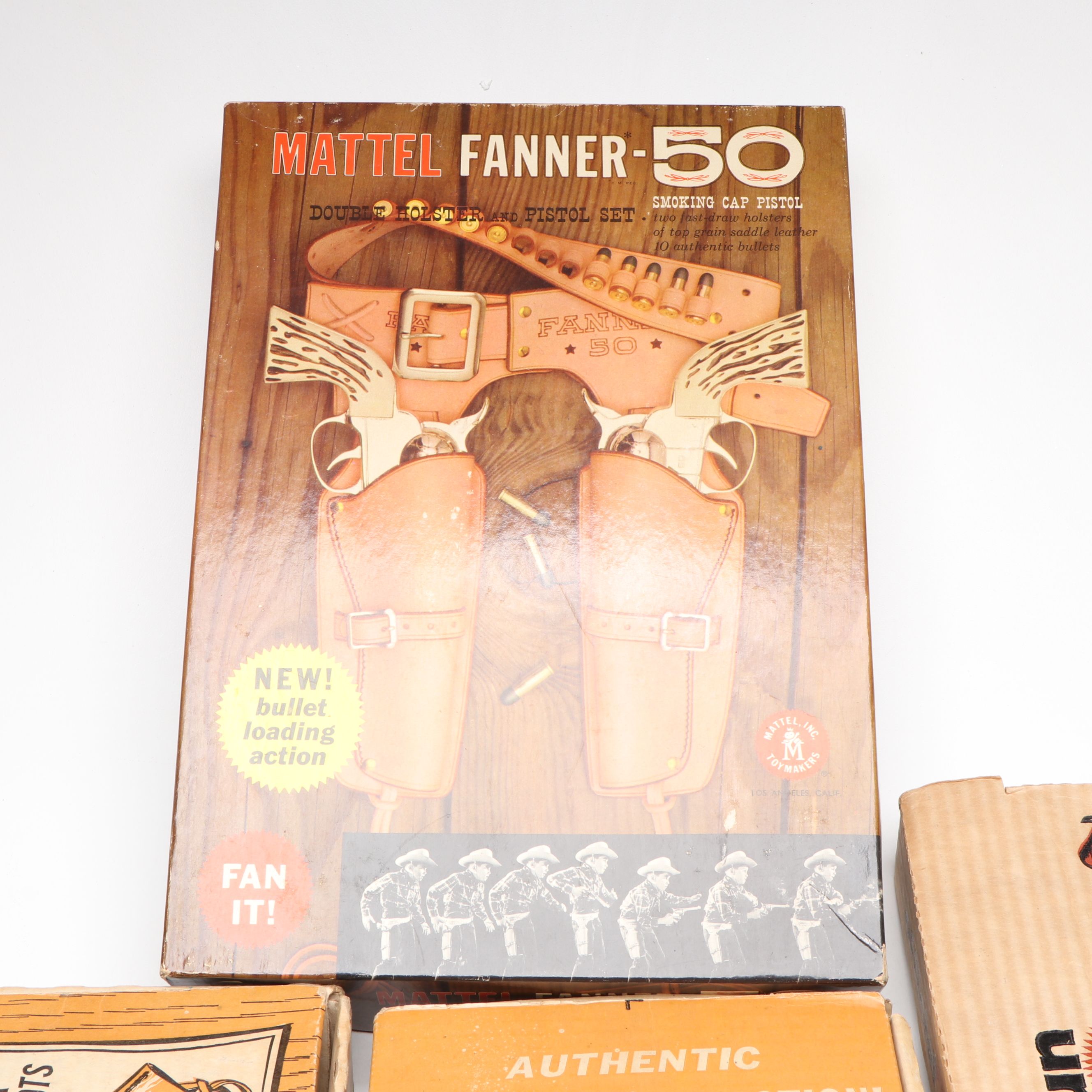 Mattel Rolling-Block Rifle Showdown Set with More Toy Guns, Mid to Late 20th C.