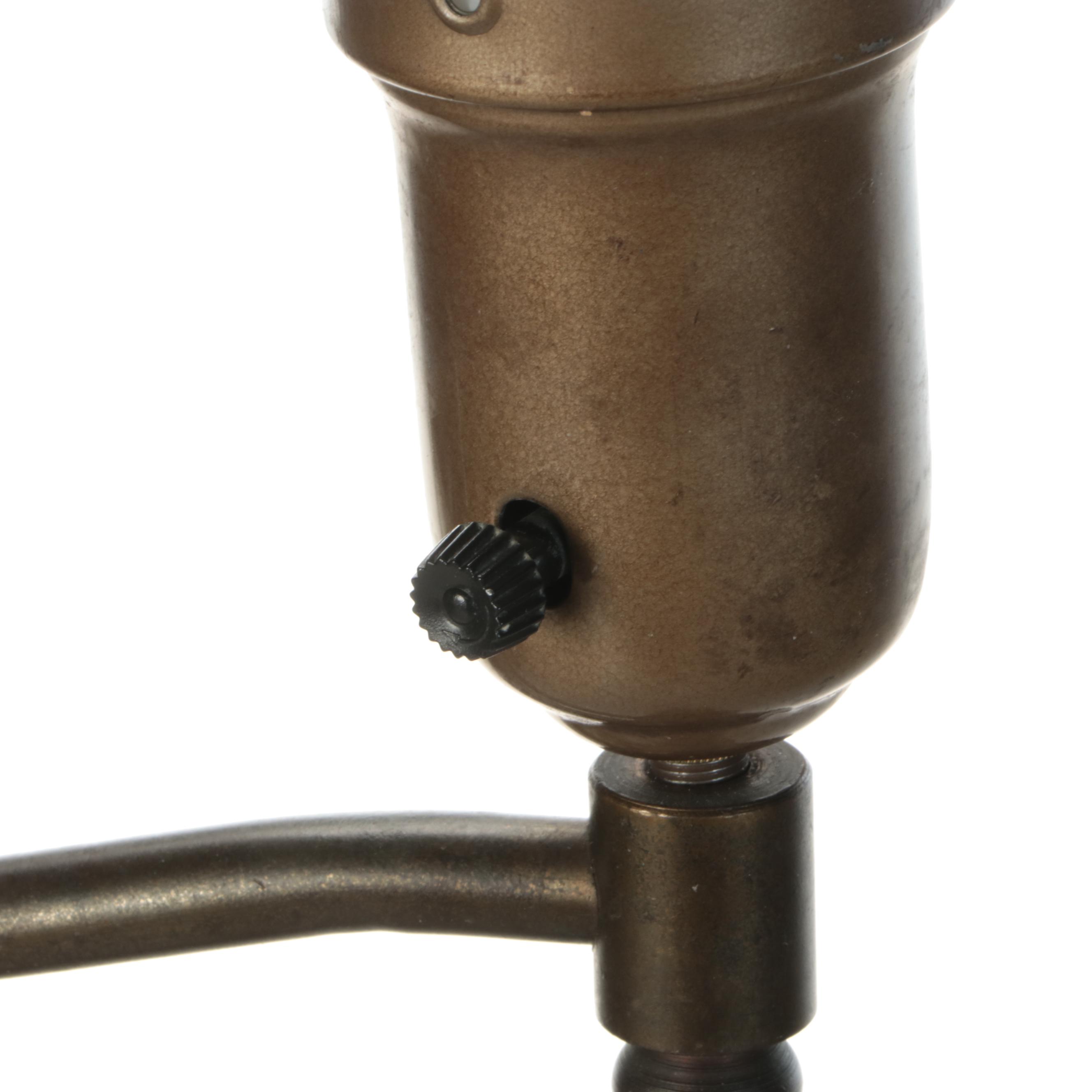 Neoclassical Style Swing Arm Floor Lamp with Milk Glass Torchère Shade